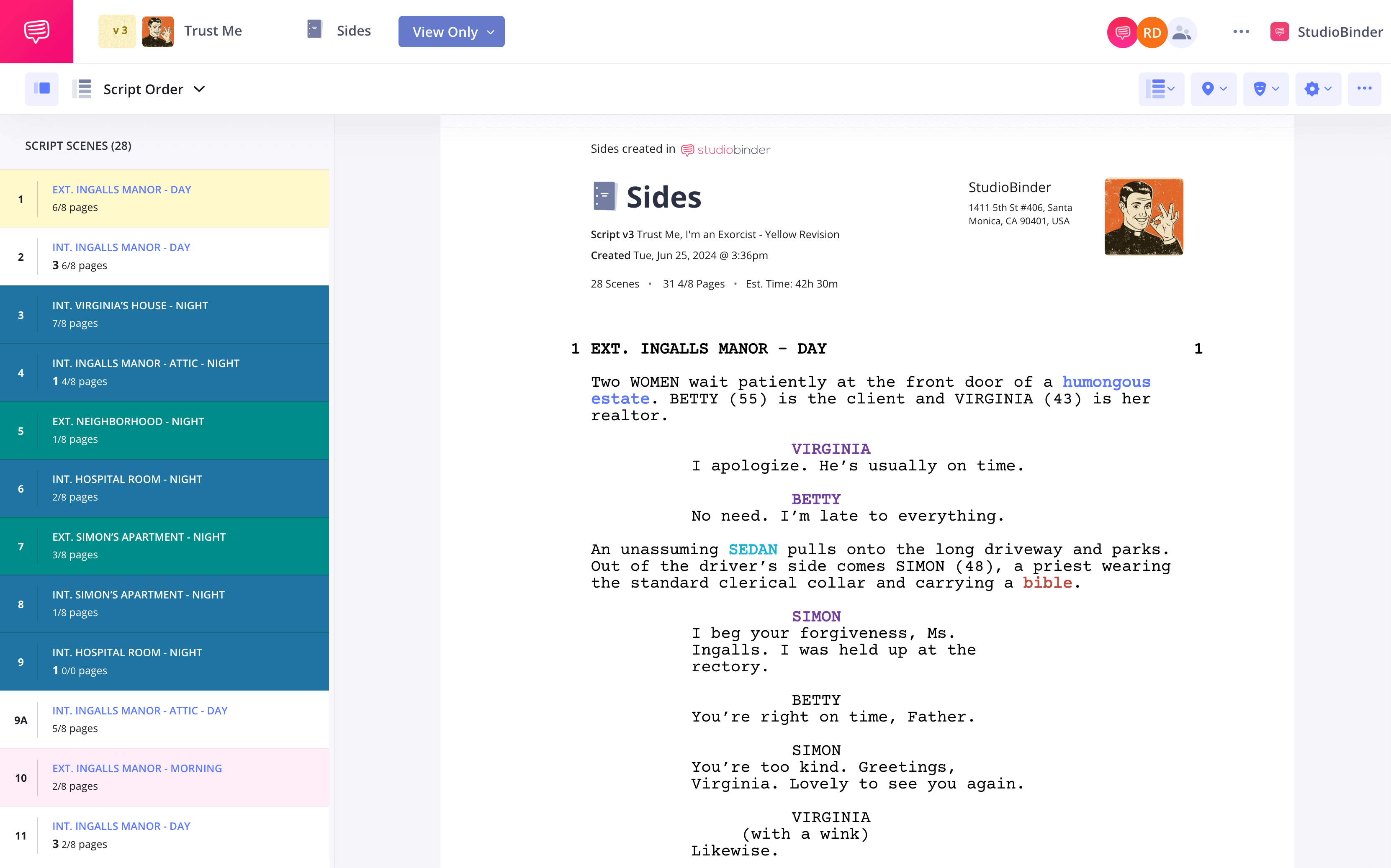 How to Make Script Sides Script Sides Example StuiodBinder Script Sides Software