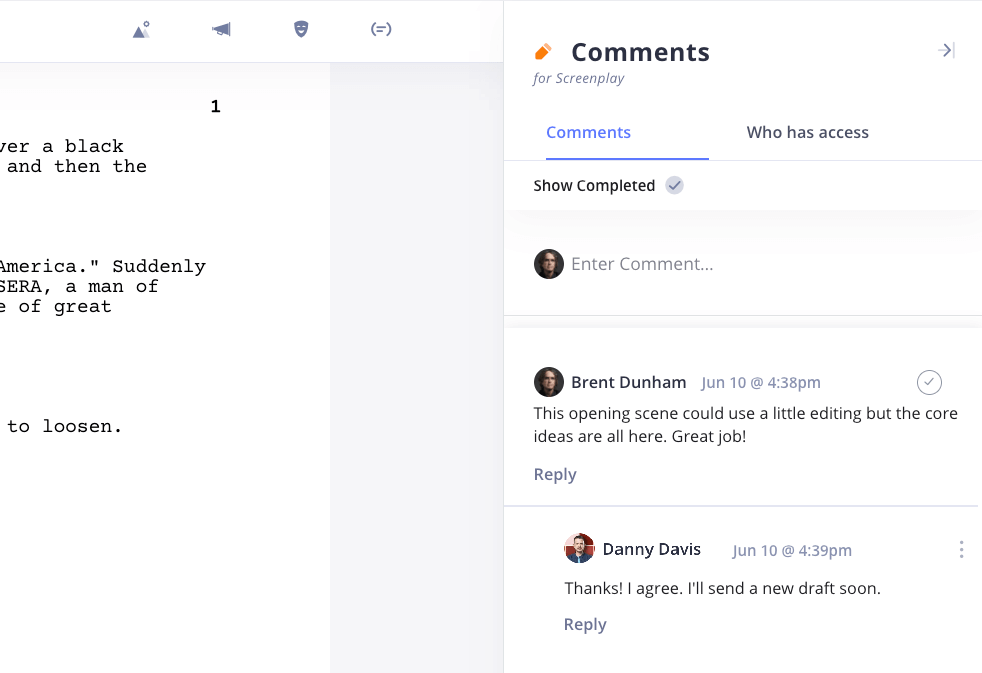 How to Write a Screenplay - Comments Feature in StudioBinder How to Write a Screenplay - Comments Feature in StudioBinder