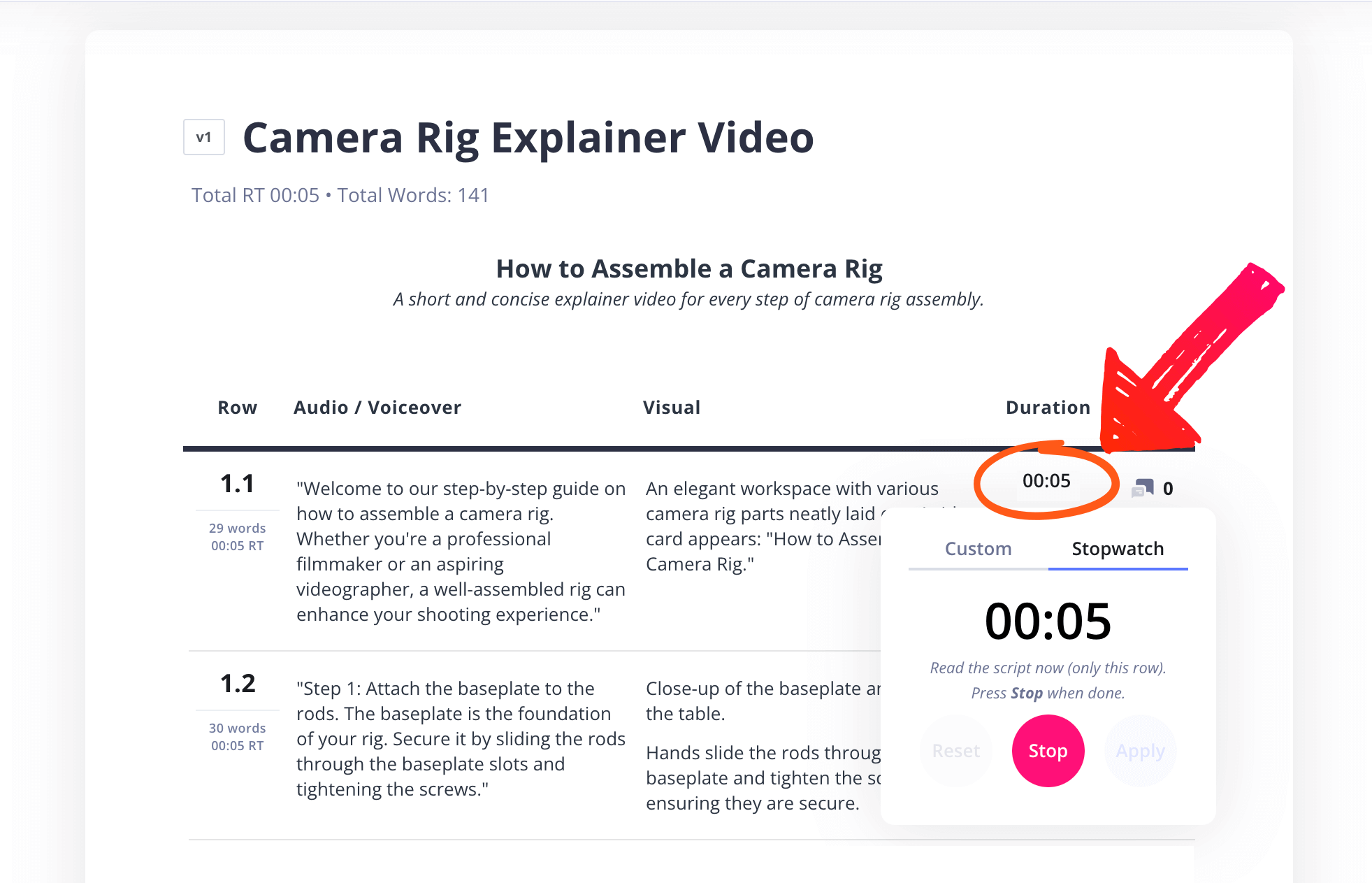 How to Write an Explainer Video Script Add durations to each row