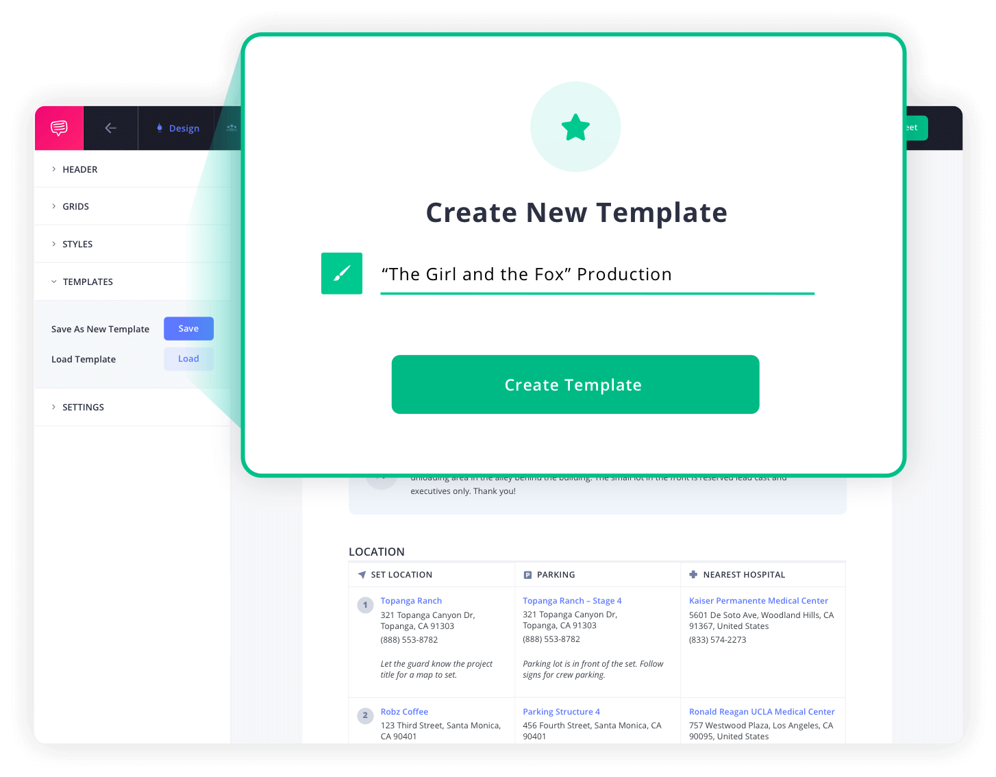 call sheet template graphic - StudioBinder - online production call sheet generator