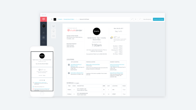 New Release Call Sheet Improvements film crew list customization and privacy controls StudioBinder Hero @ x
