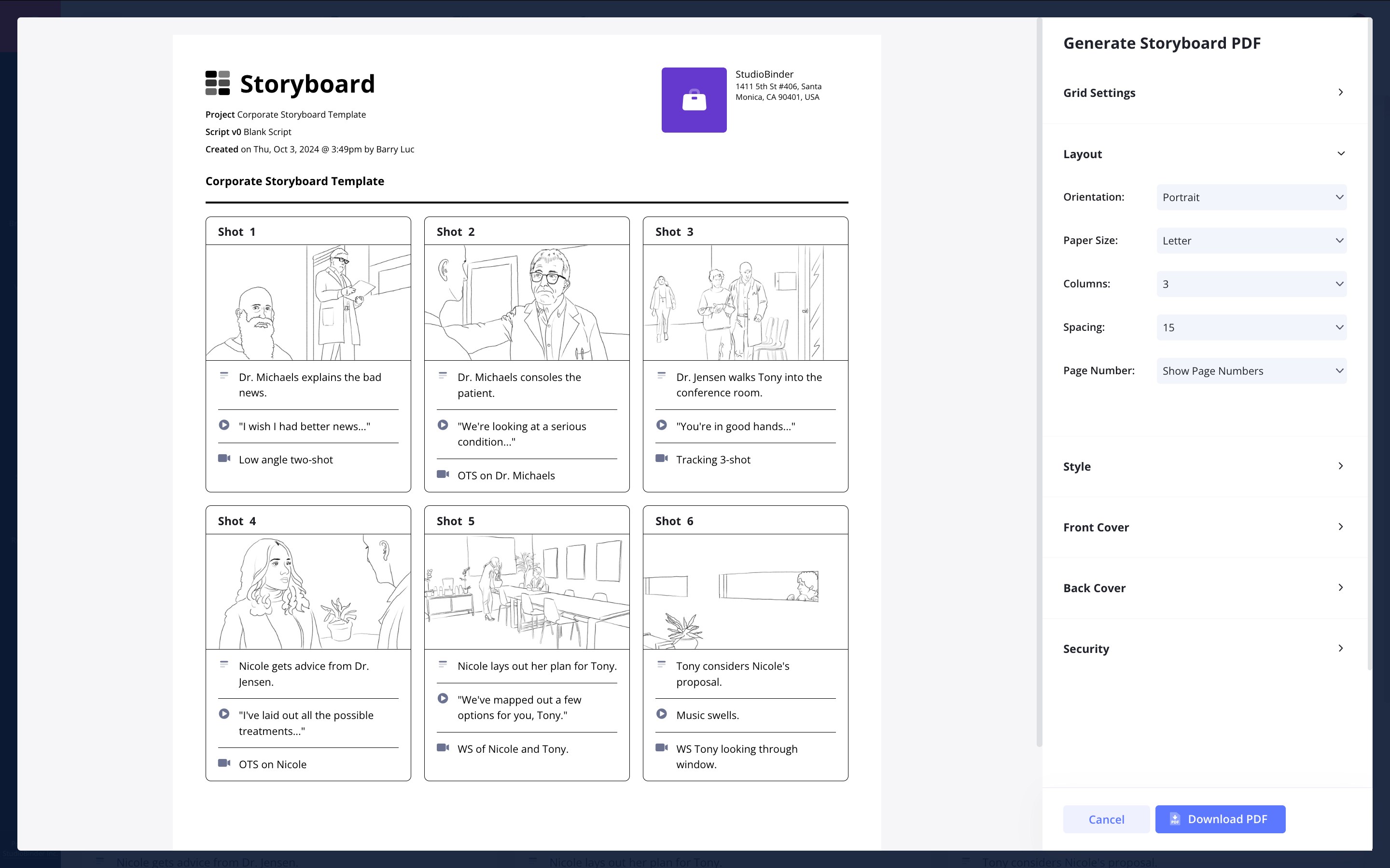 Commercial Storyboard Template Print your storyboard