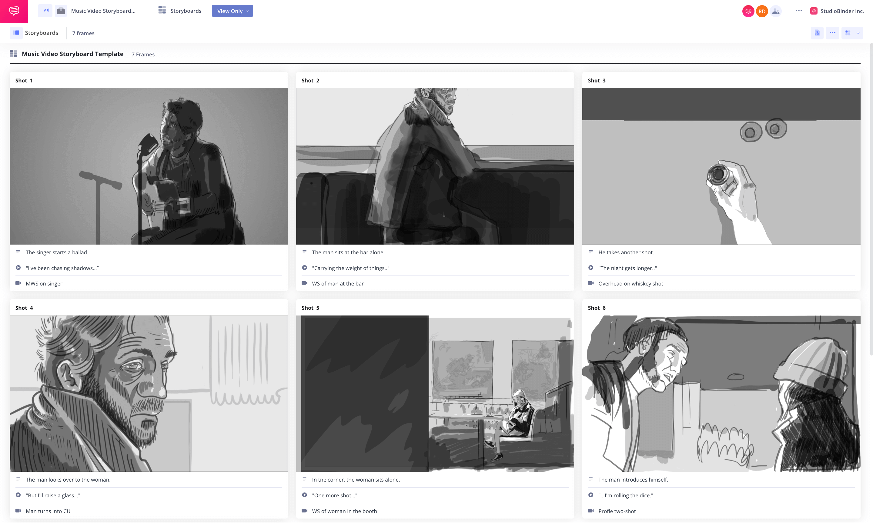 Music Video Storyboard Template Music Video Storyboard Example StudioBinder Storyboarding Software