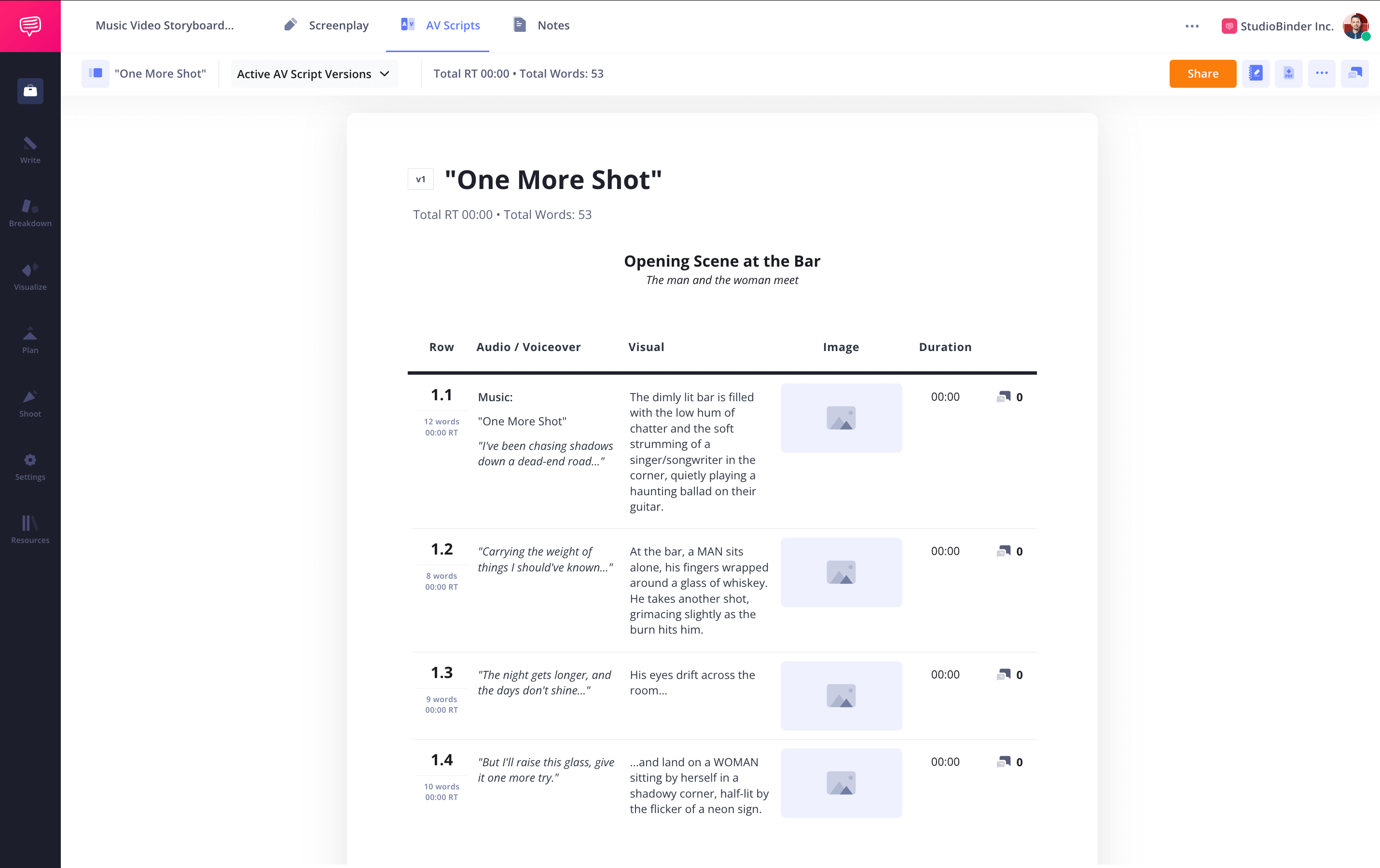 Music Video Storyboard Template Read your script