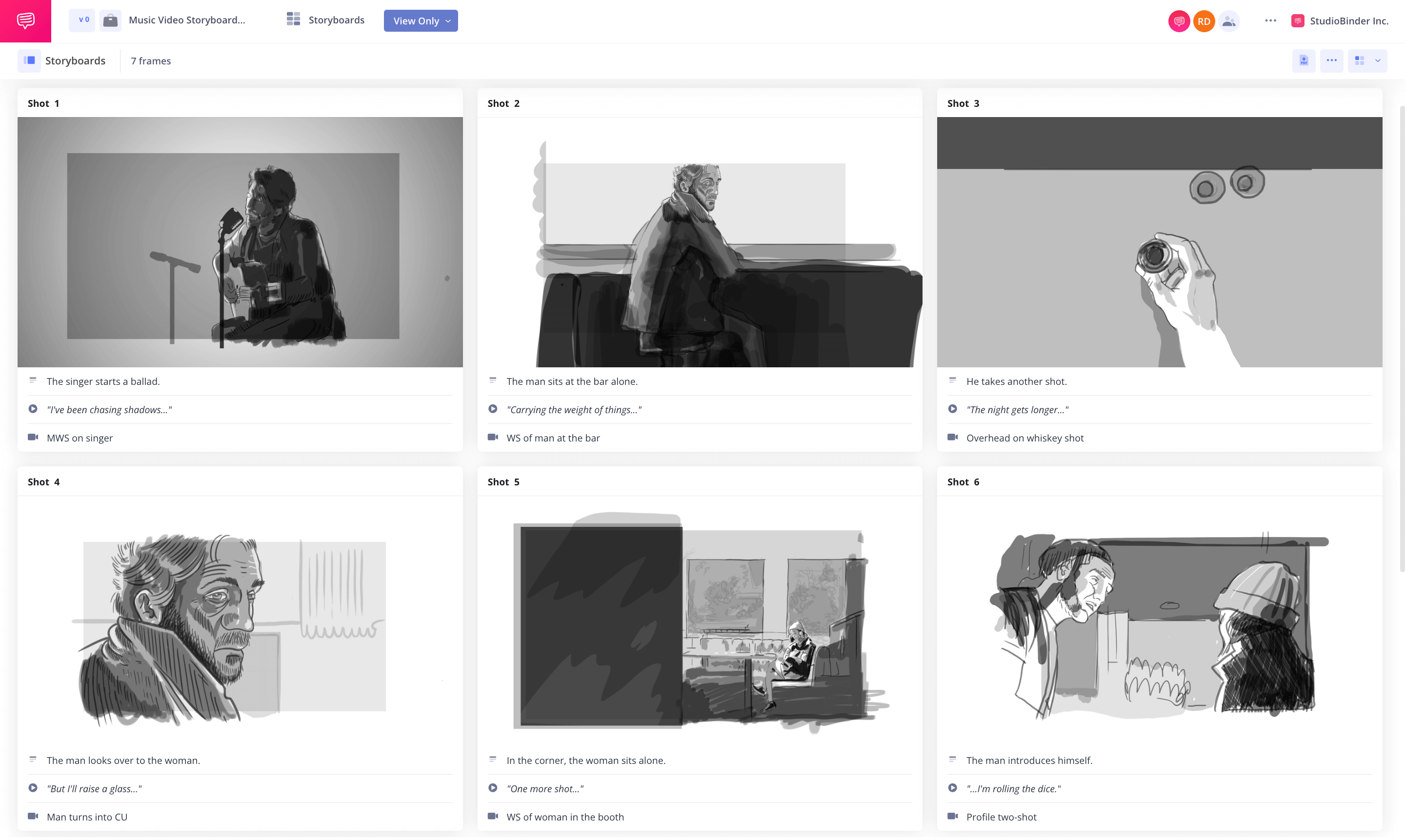 Music Video Storyboard Template StudioBinder Storyboarding Software