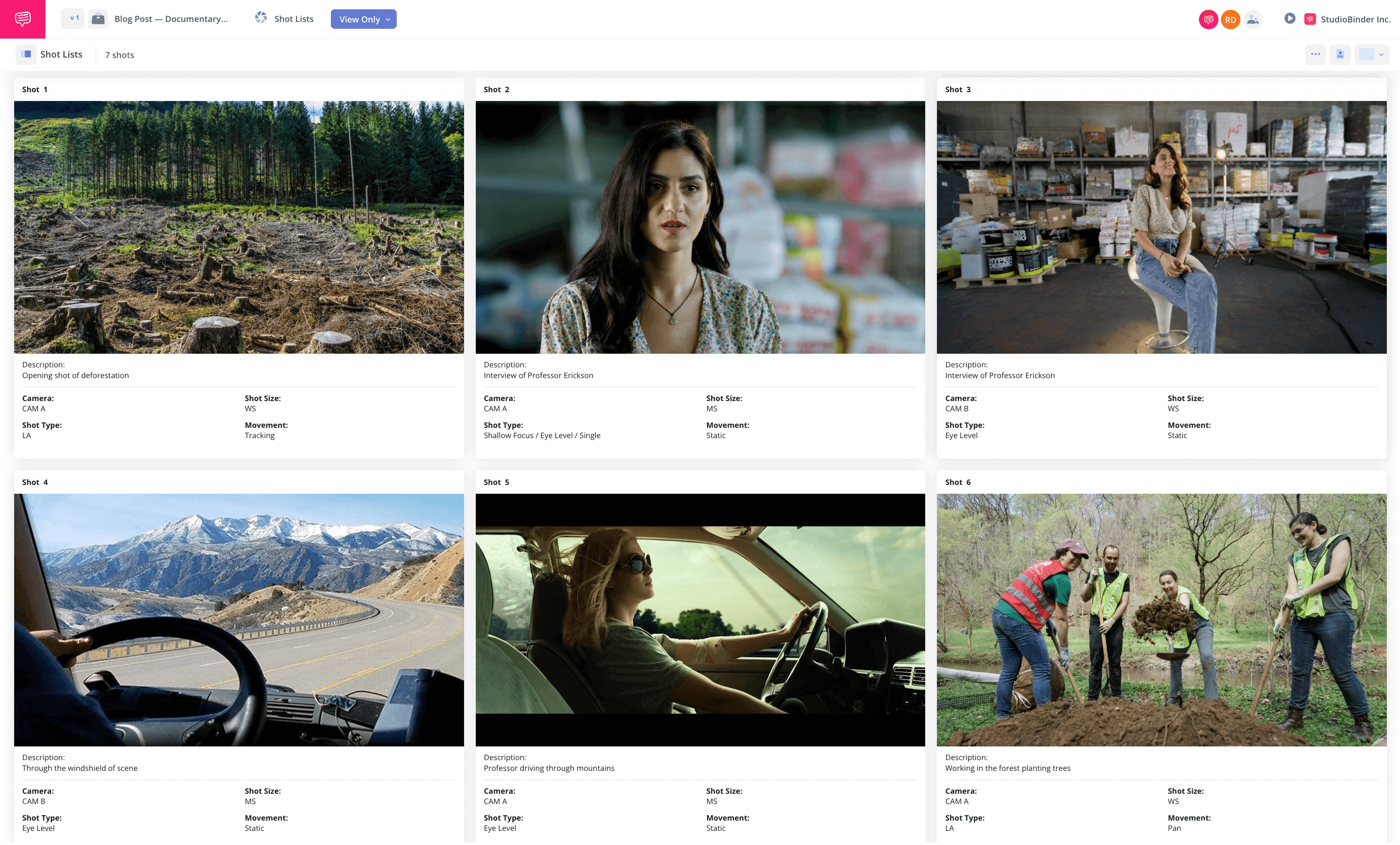 Documentary Shot List Template Example