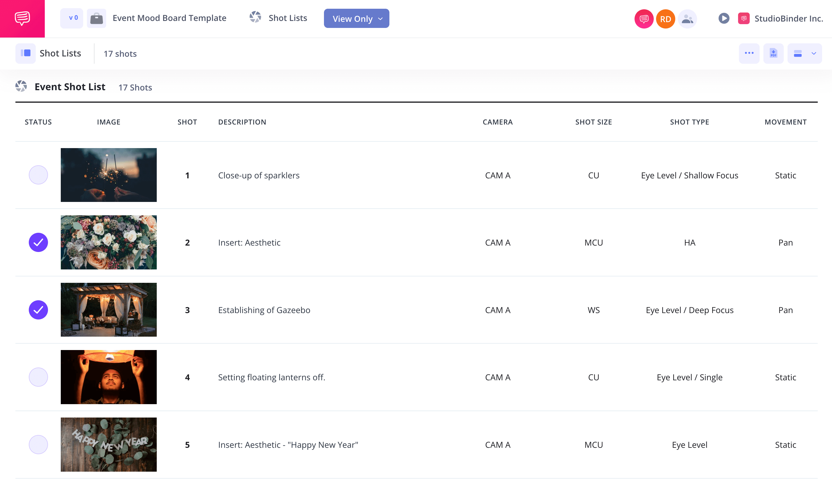 Event Shot List Template Mark your shots off