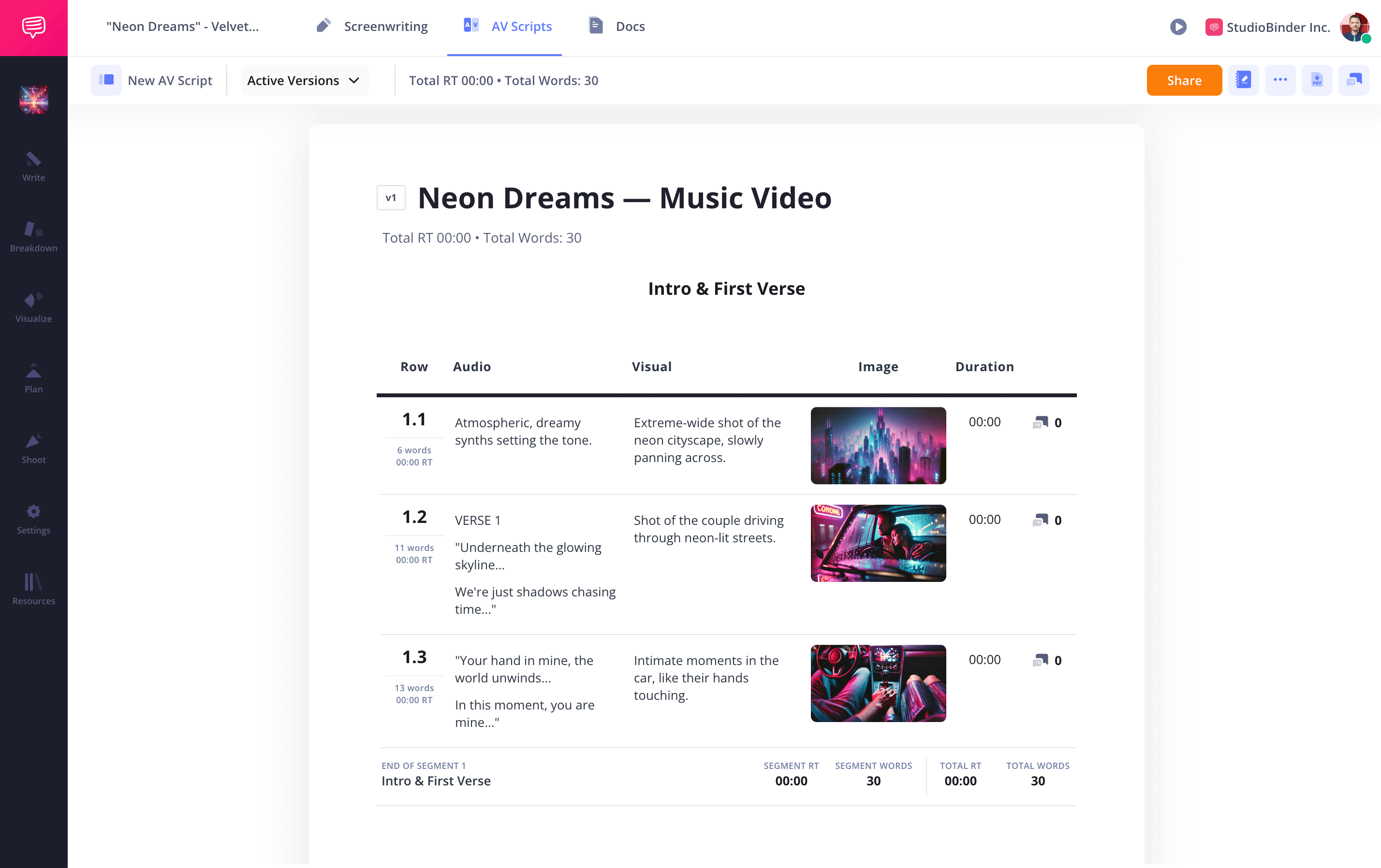 Music Video Shot List Template Read your script