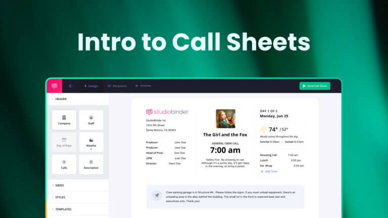 Free Video Course Intro to Call Sheets StudioBinder Tutorials