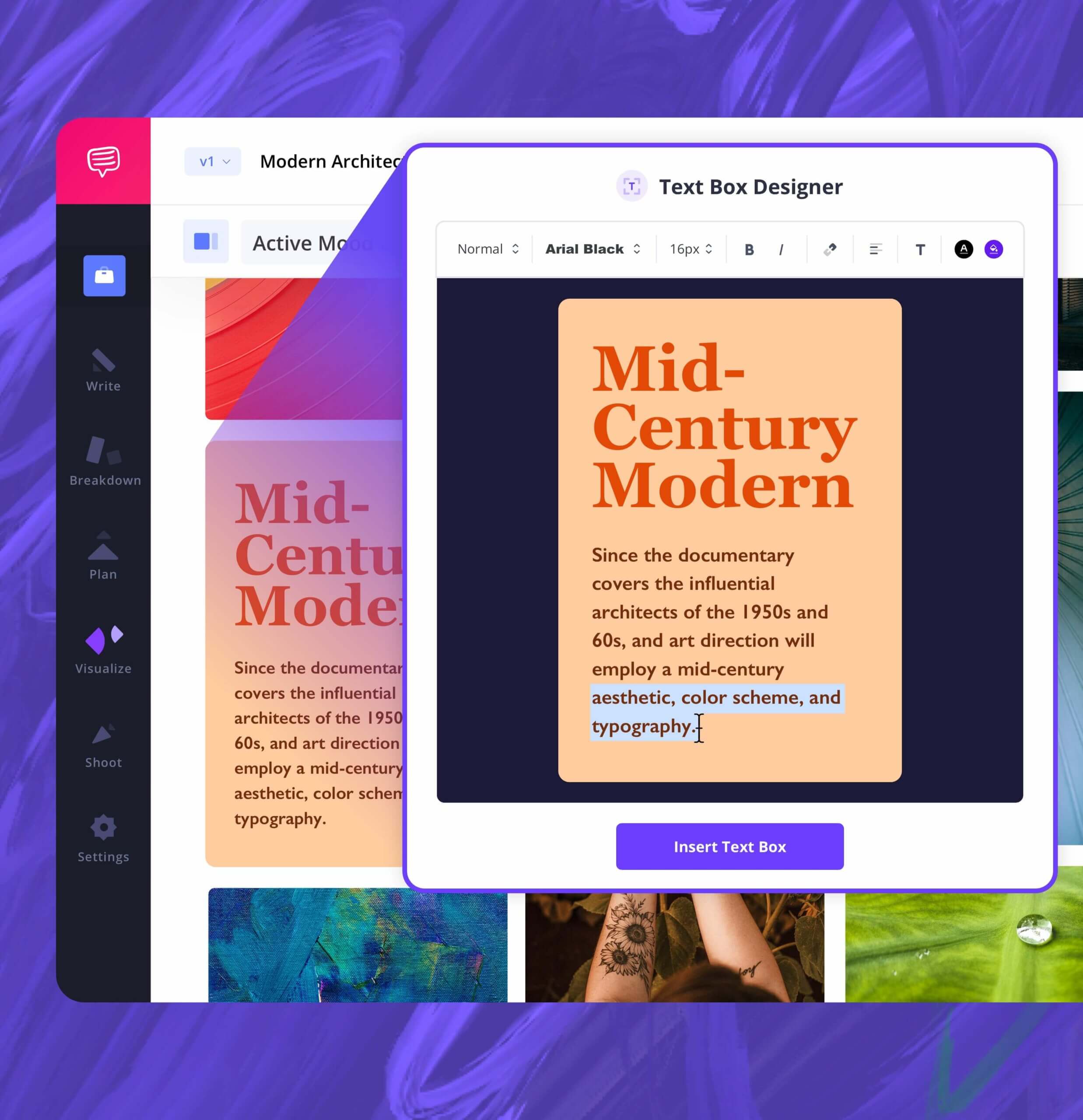 Homepage Features Mood Board Software Text Boxes