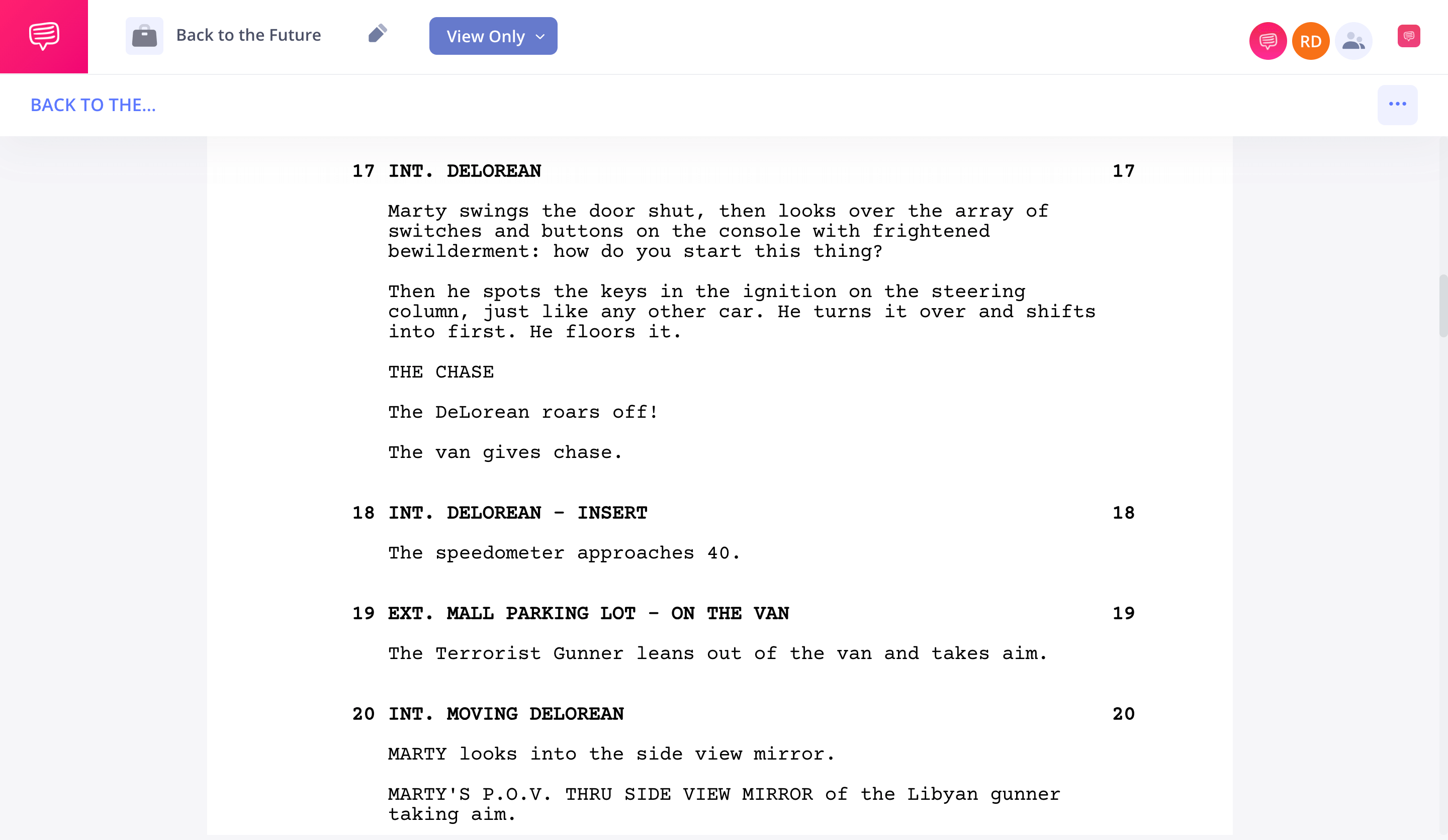 What Does INT Mean in a Script INT Example in Back to the Future Script