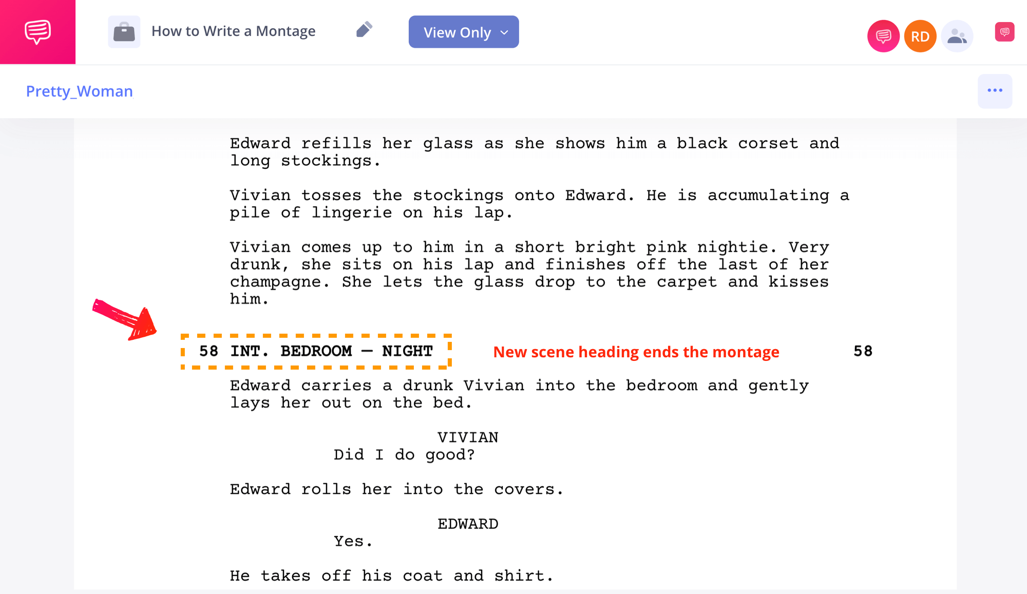 How to Write a Montage Pretty Woman End of Montage Example in a Screenplay ()