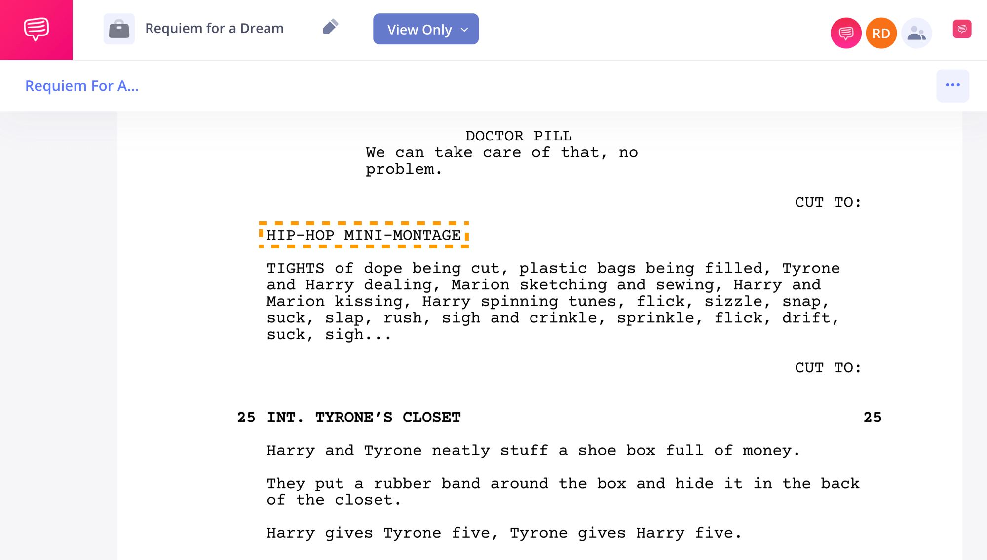 How to Write a Montage in a Screenplay Montage Example in Requiem for a Dream Screenplay