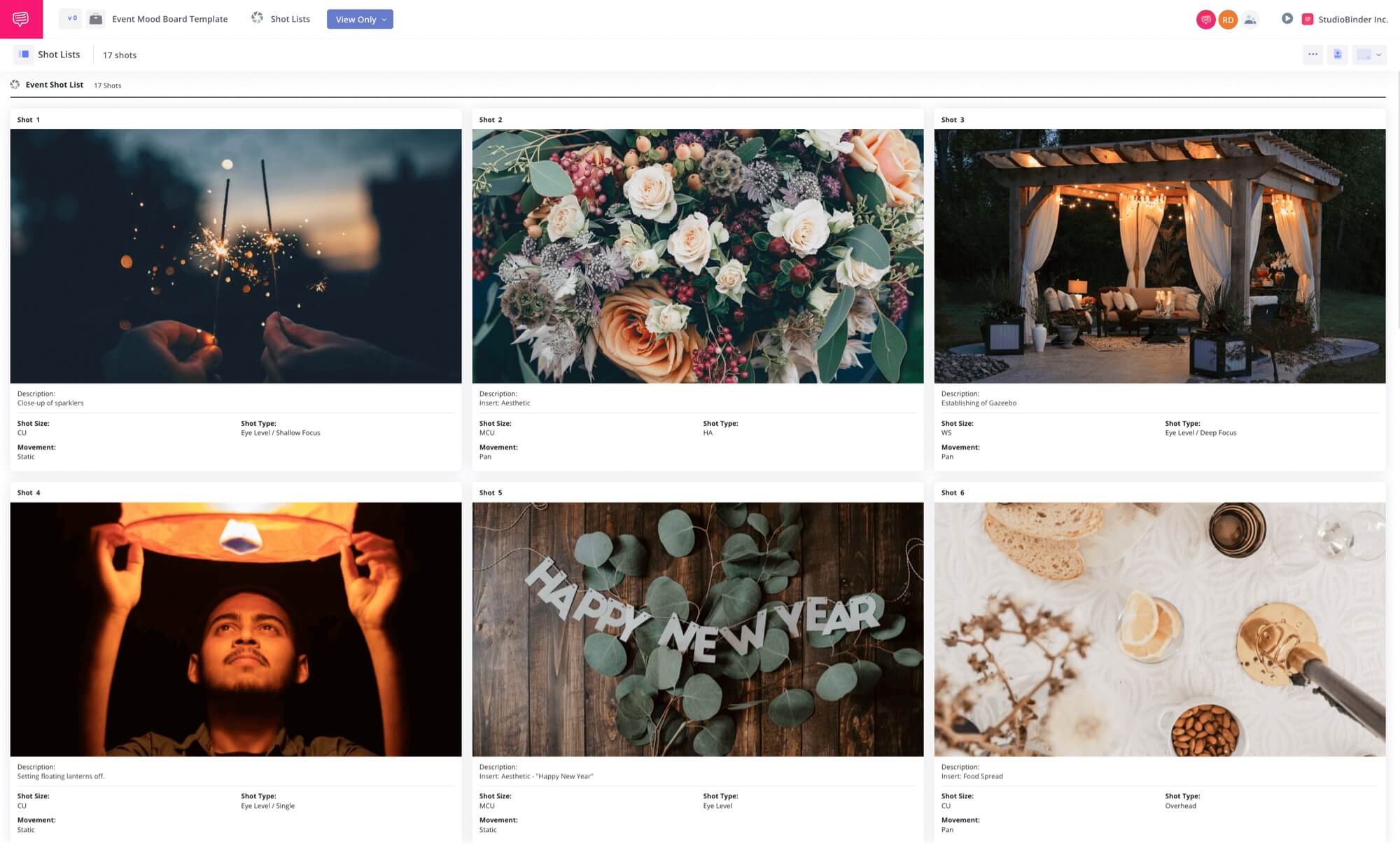Event Shot List Template StudioBinder Shot Listing Software Event Shot List Template StudioBinder Shot Listing Software