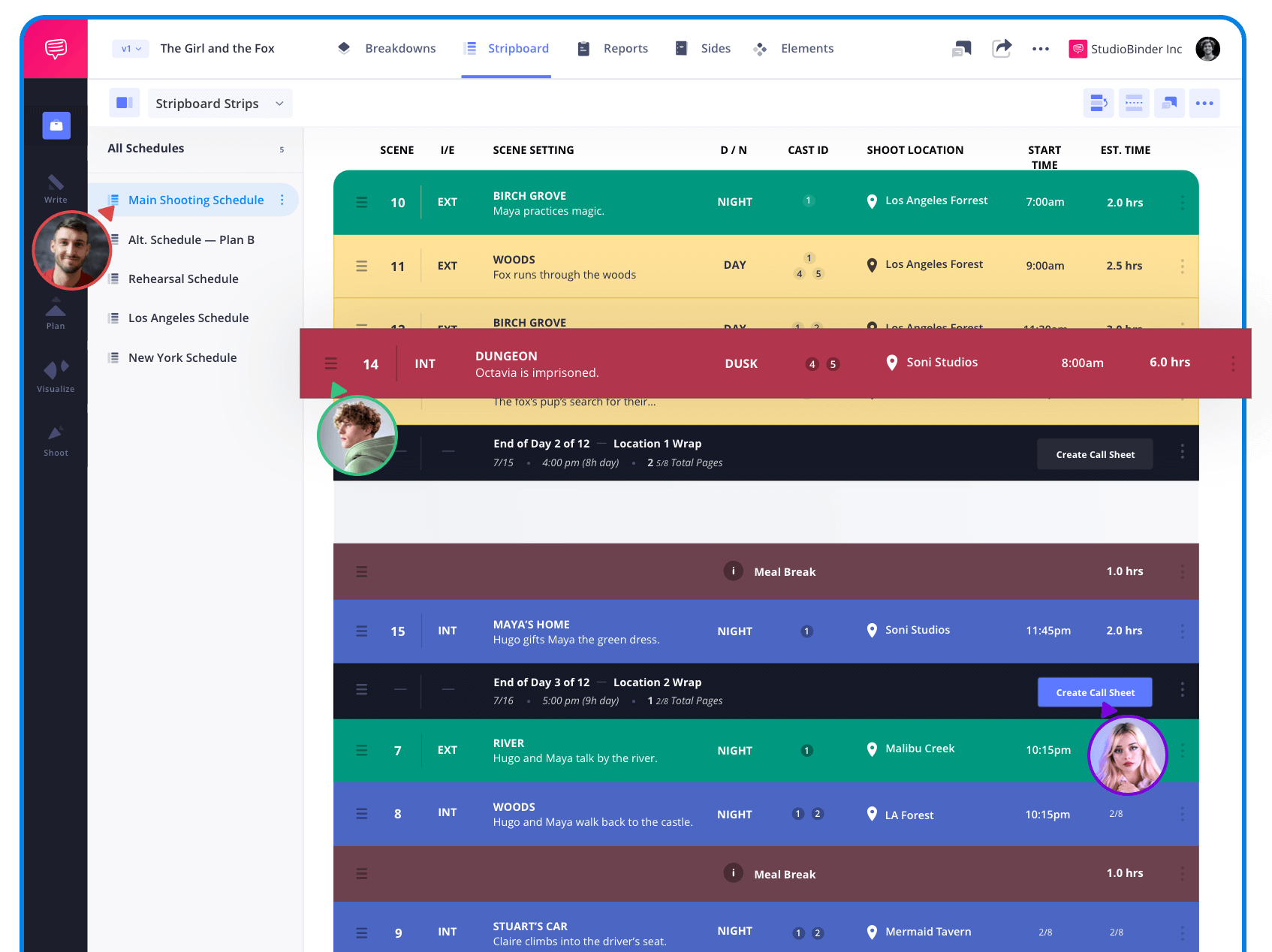 Film Daily Shooting Scheduling Movie Production StudioBinder Stripboard Software
