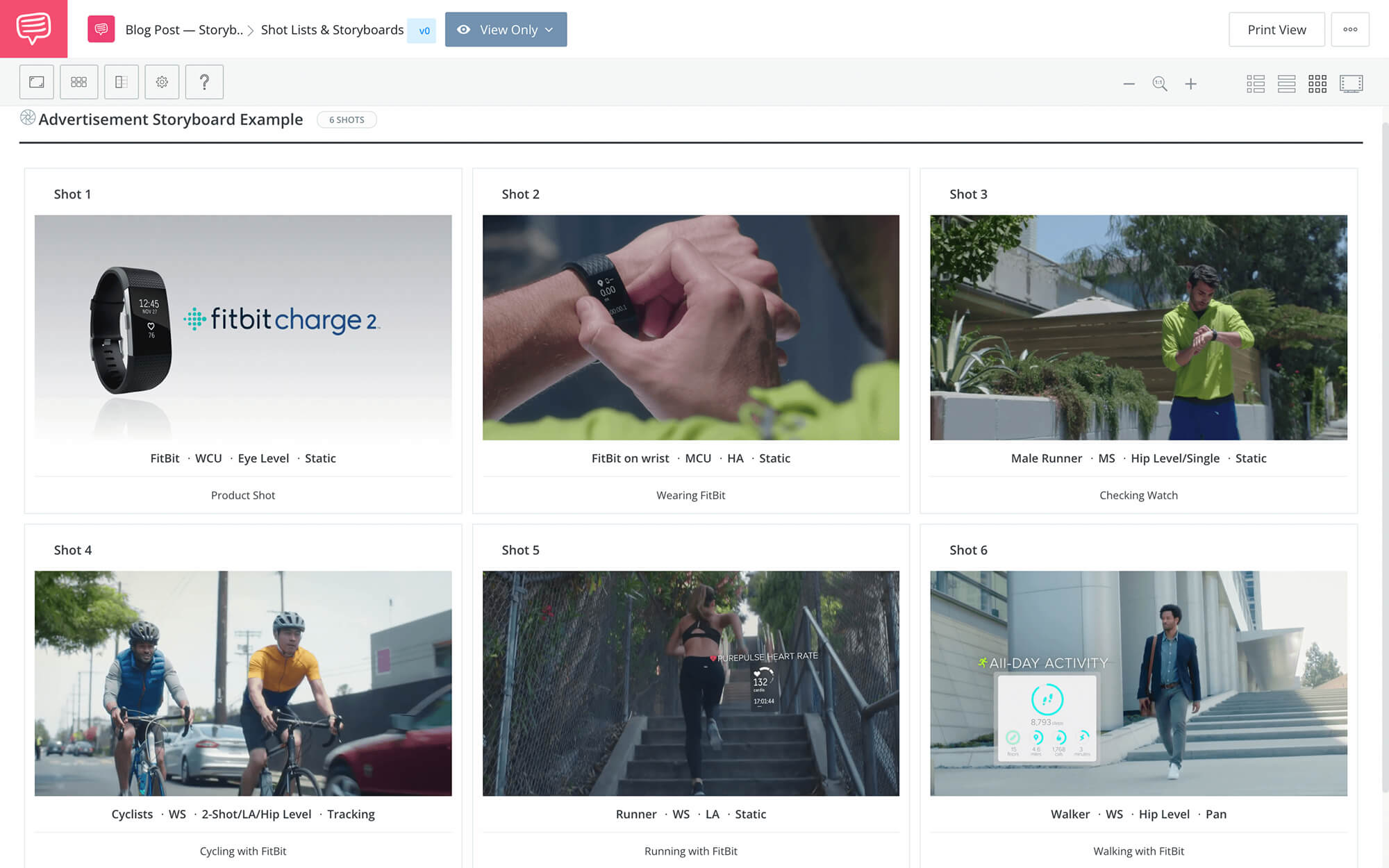 How to Storyboard a Video FitBit Commercial Storyboard Example StudioBinder Shot Listing Software