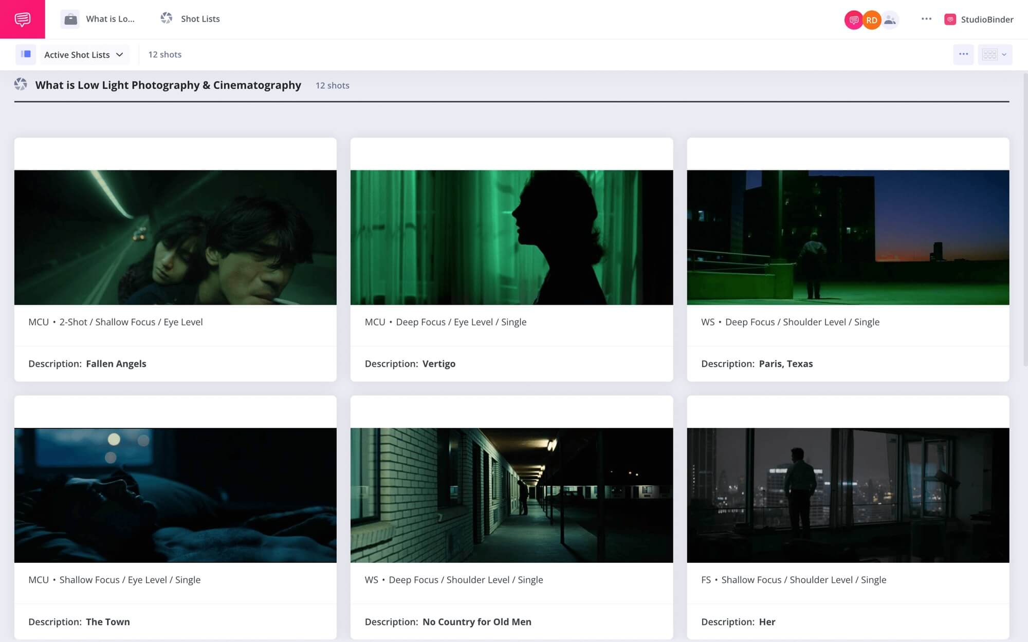 Low Light Photography and Cinematography Low Light Cinematography StudioBinder Shot List Collection StudioBinder Shot Listing Software