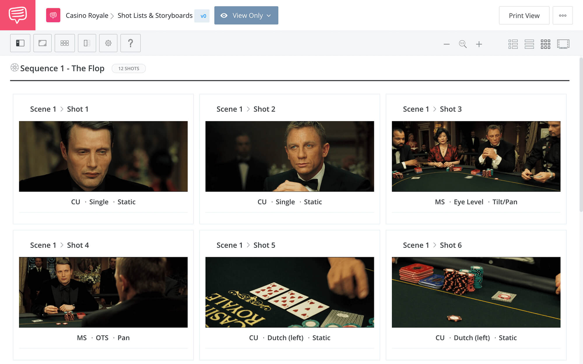 Storyboard Ideas Casino Royale Poker Scene StudioBinder Shot Listing Software