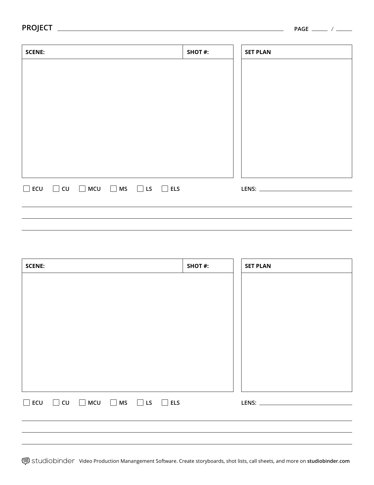 StudioBinder Storyboard Template for Word Frame Vertical Storyboard Template