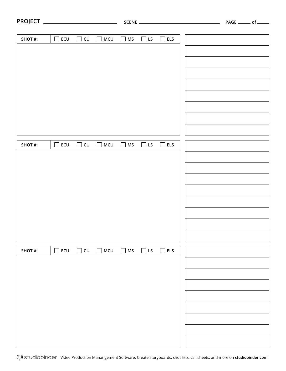 StudioBinder Storyboard Template for Word Frame Vertical Storyboard Template with Checkboxes