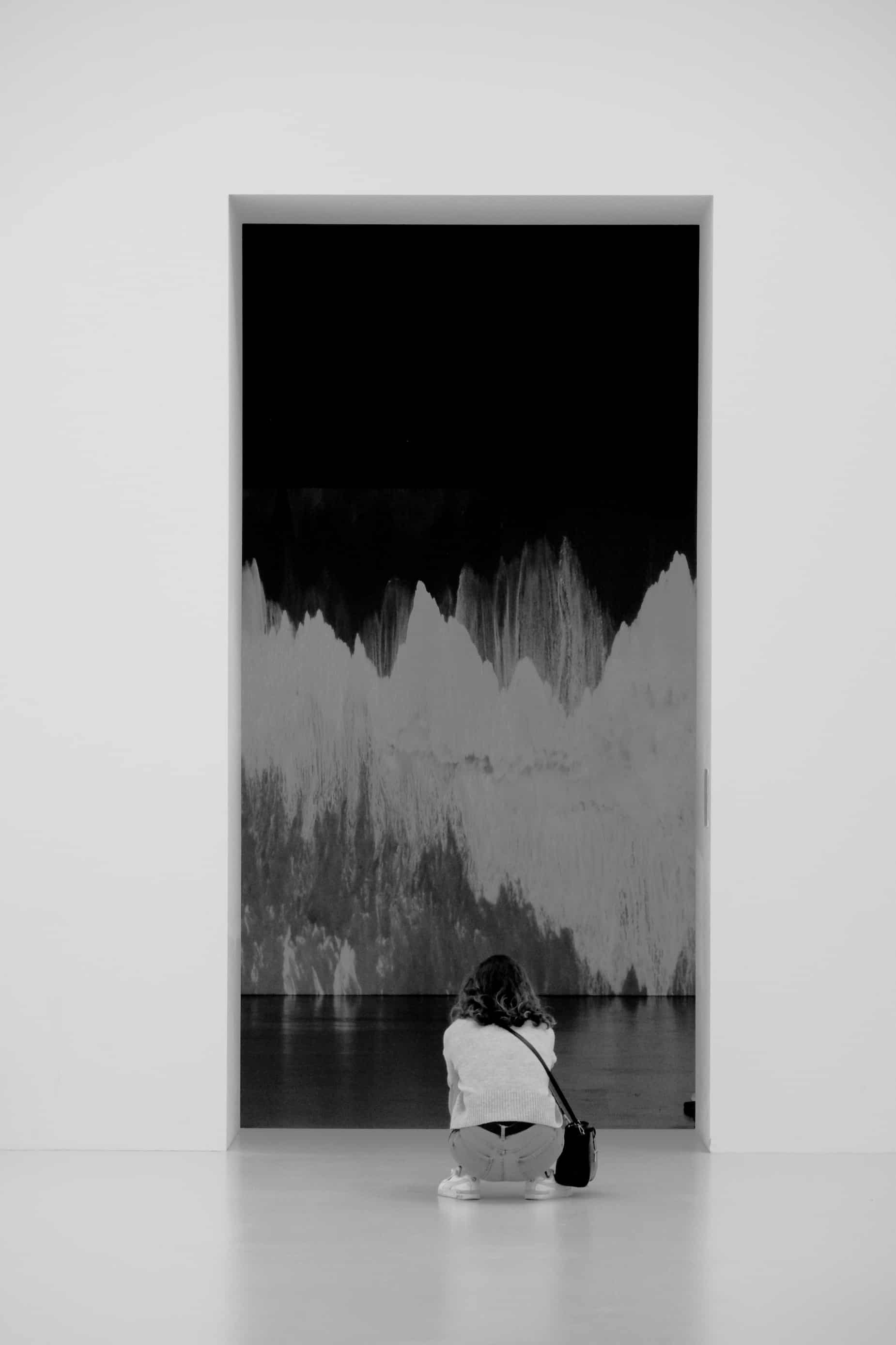 Black and White Art on Canvas Prints Scale with Person