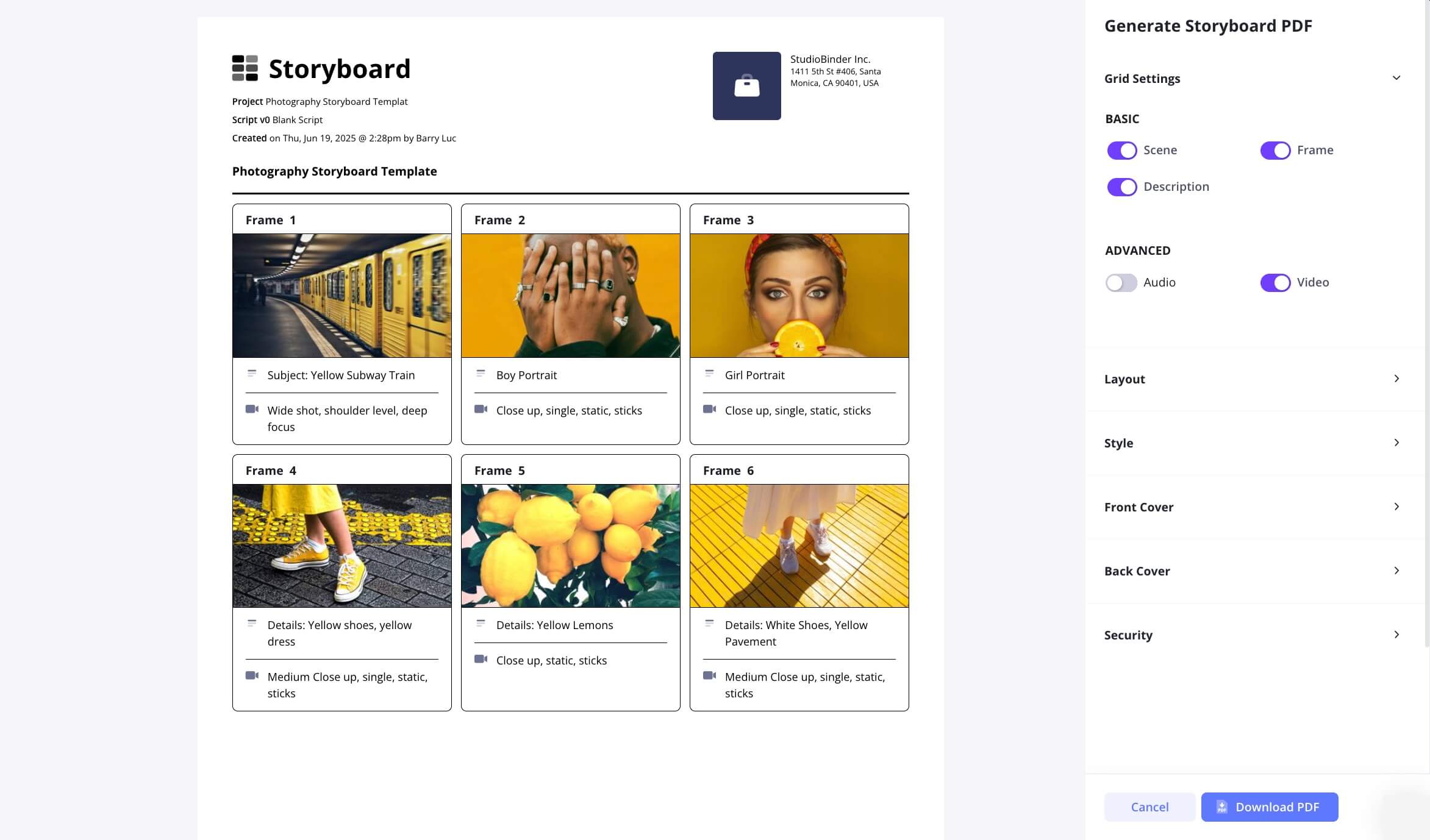 Photography Storyboard Template Print the storyboard Photography Storyboard Template Print the storyboard