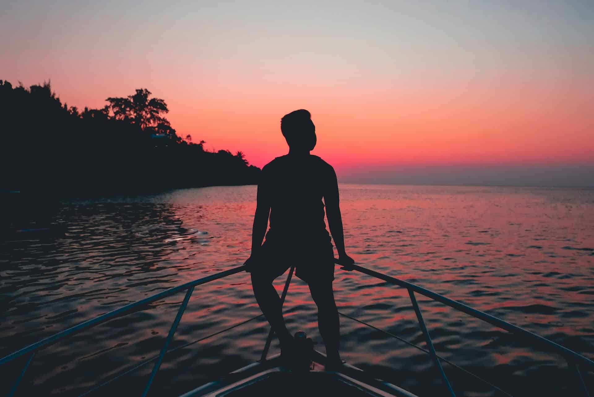Silhouette in beautiful sunset pictures
