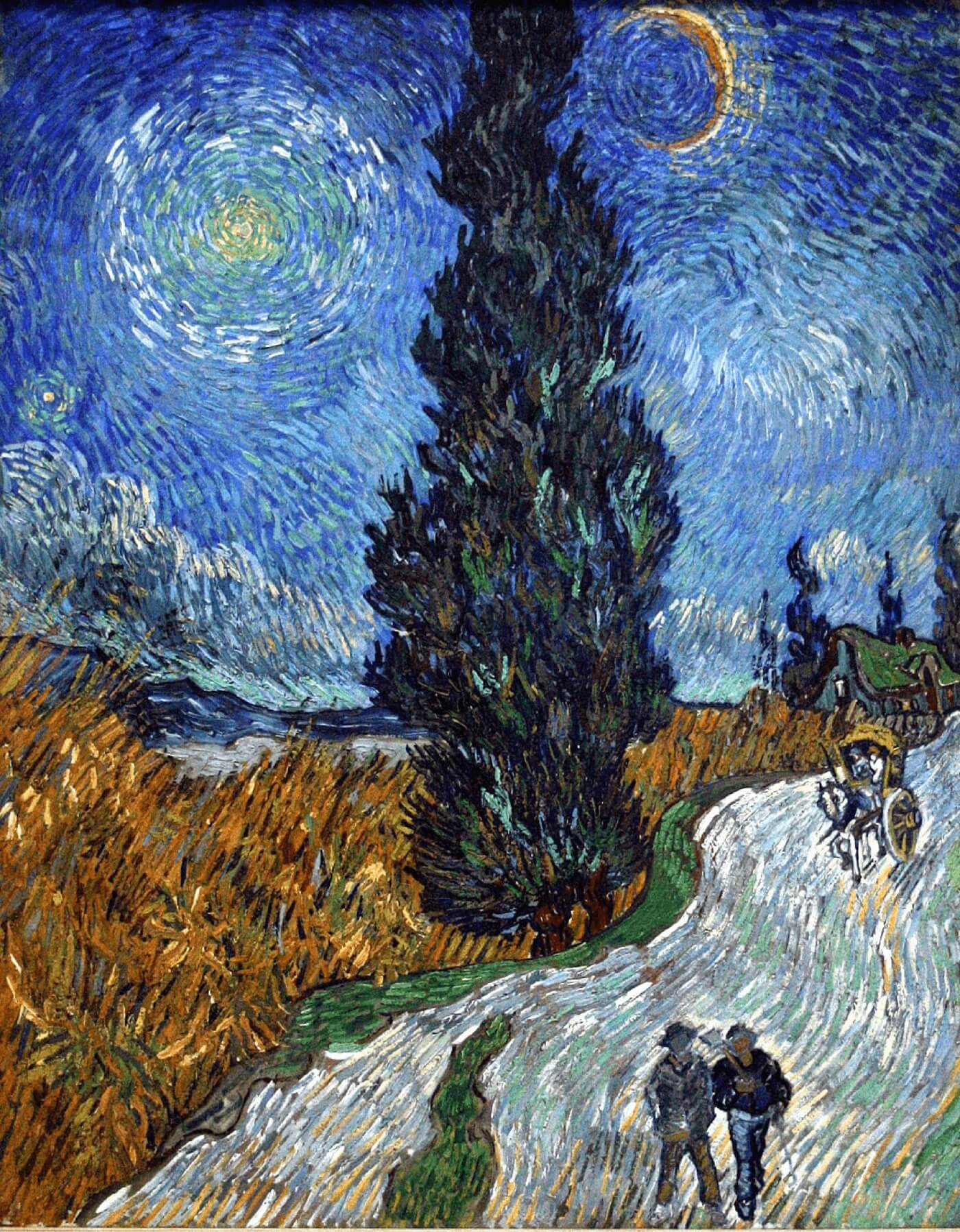 What is Asymetrical Balance Art Vincent van Gogh Country Road in Provence by Night