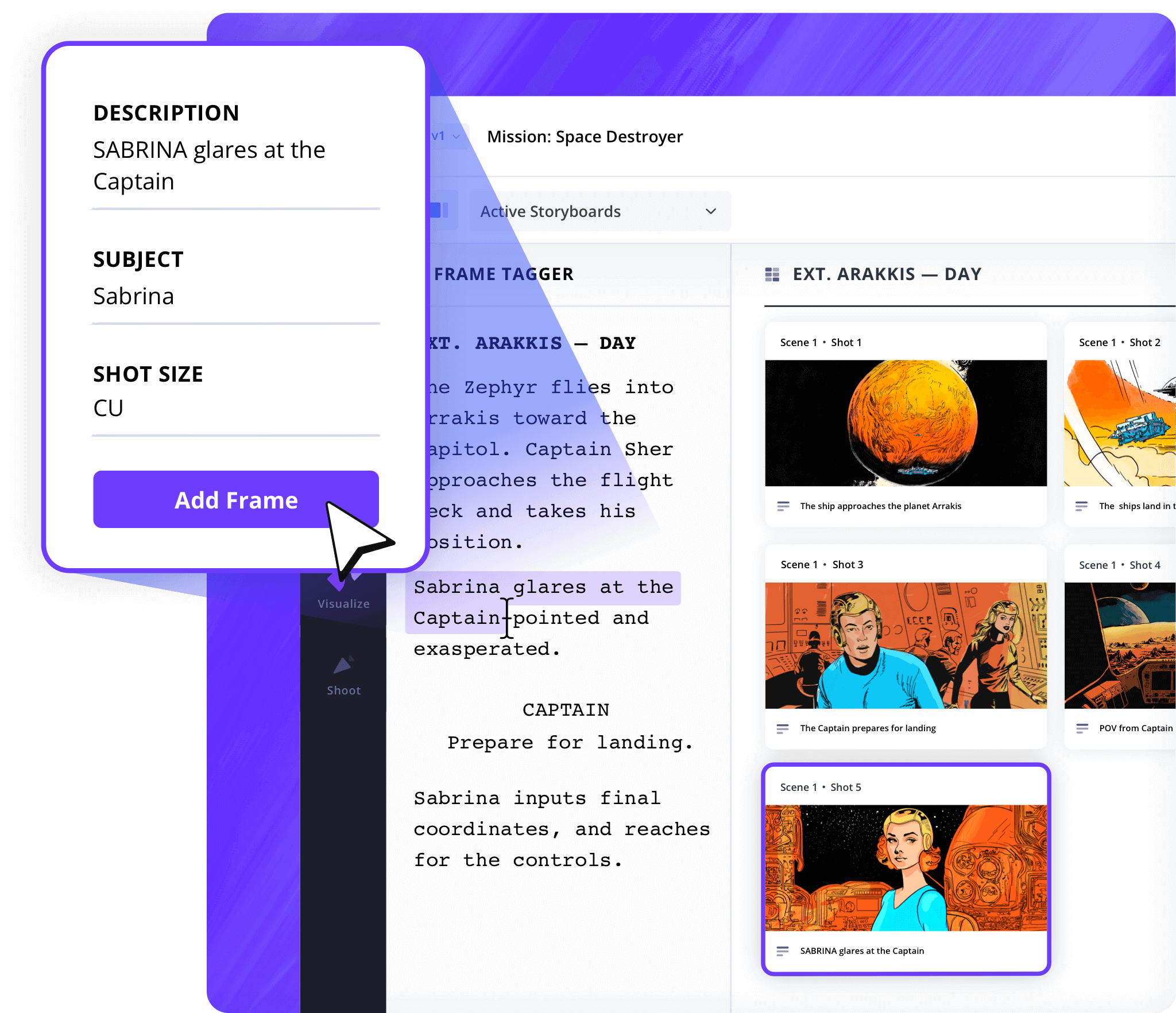 Create Storyboard Online – Tag Shots by Camera Angle Framing and Movement – StudioBinder