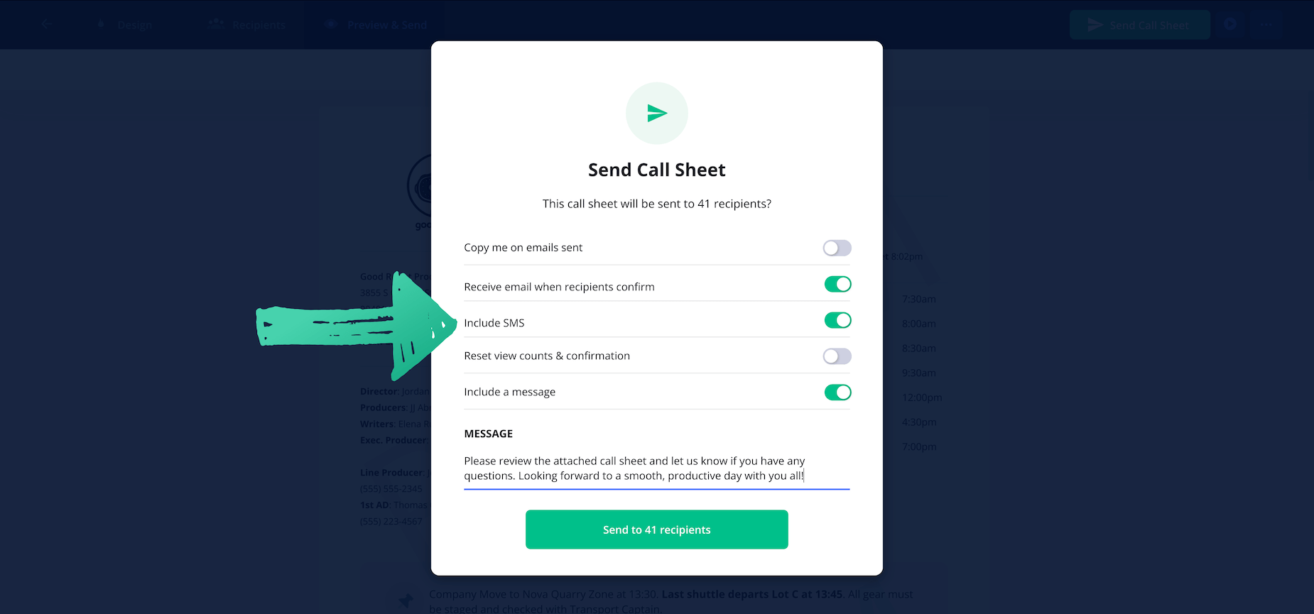 Film Call Sheet Template Word Alternative Preview Call Sheet Sample Template Enter Custom Message for Feature Film Call Sheet