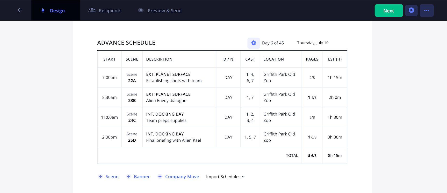 Film Call Sheet Template Word Alternative for Filmmaking Film Production Advance Schedule Sample StudioBinder