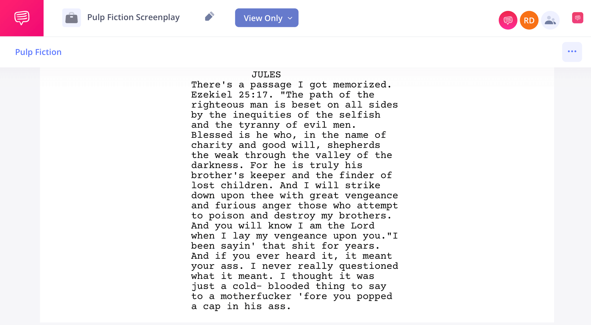 Pulp Fiction Ending Scene Screenplay