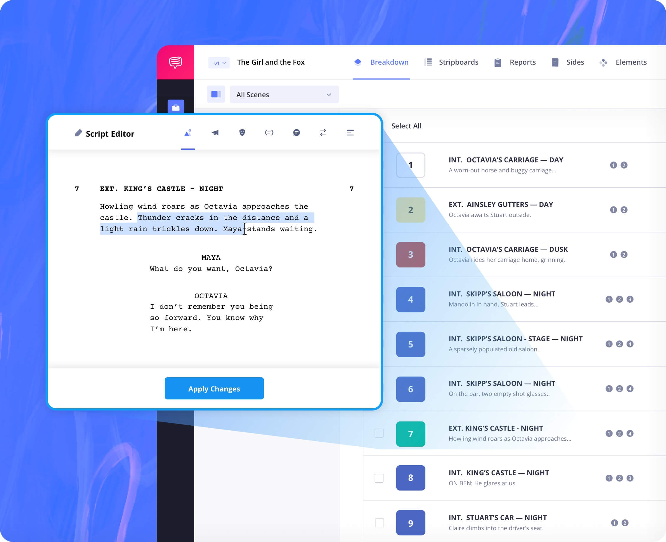 StudioBinder Script Breakdown Software Script Editor and Script Sync