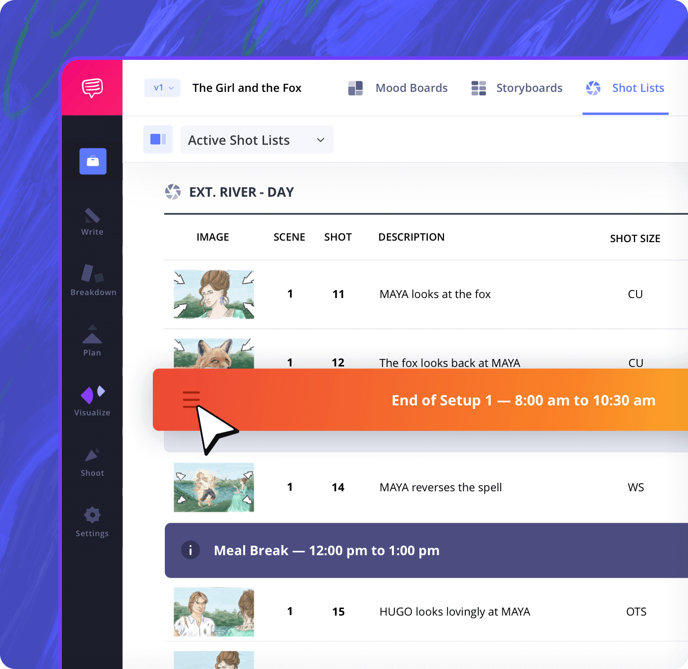 Cinematic App Camera Setups and Scheduling StudioBinder
