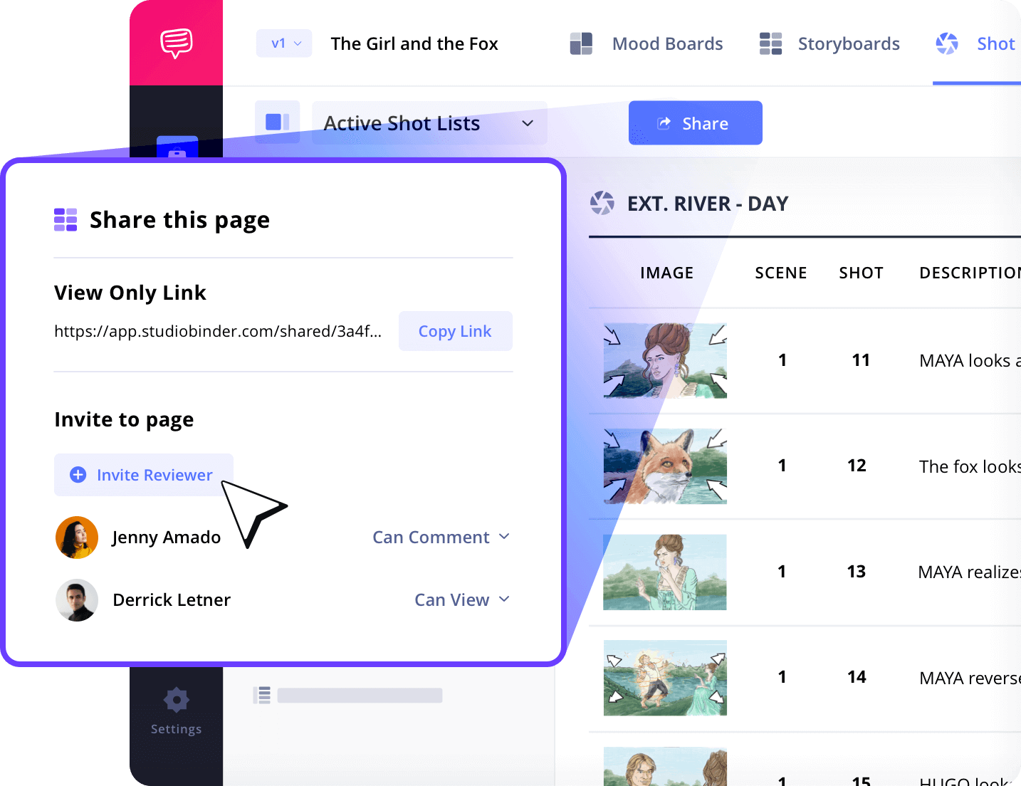 Cinematic App Share Your Shot List Online StudioBinder