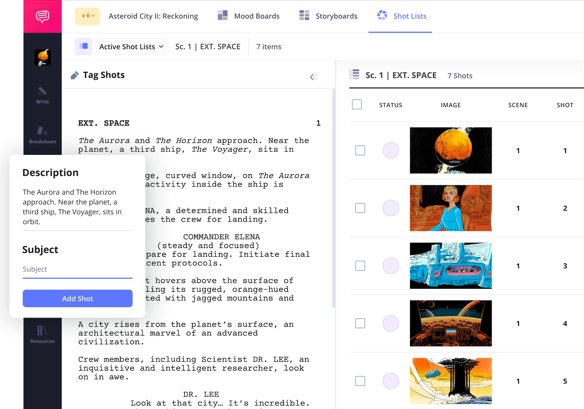 Film Shot List Template Excel Google Sheets Word Shot Tagging from Screenplay StudioBinder