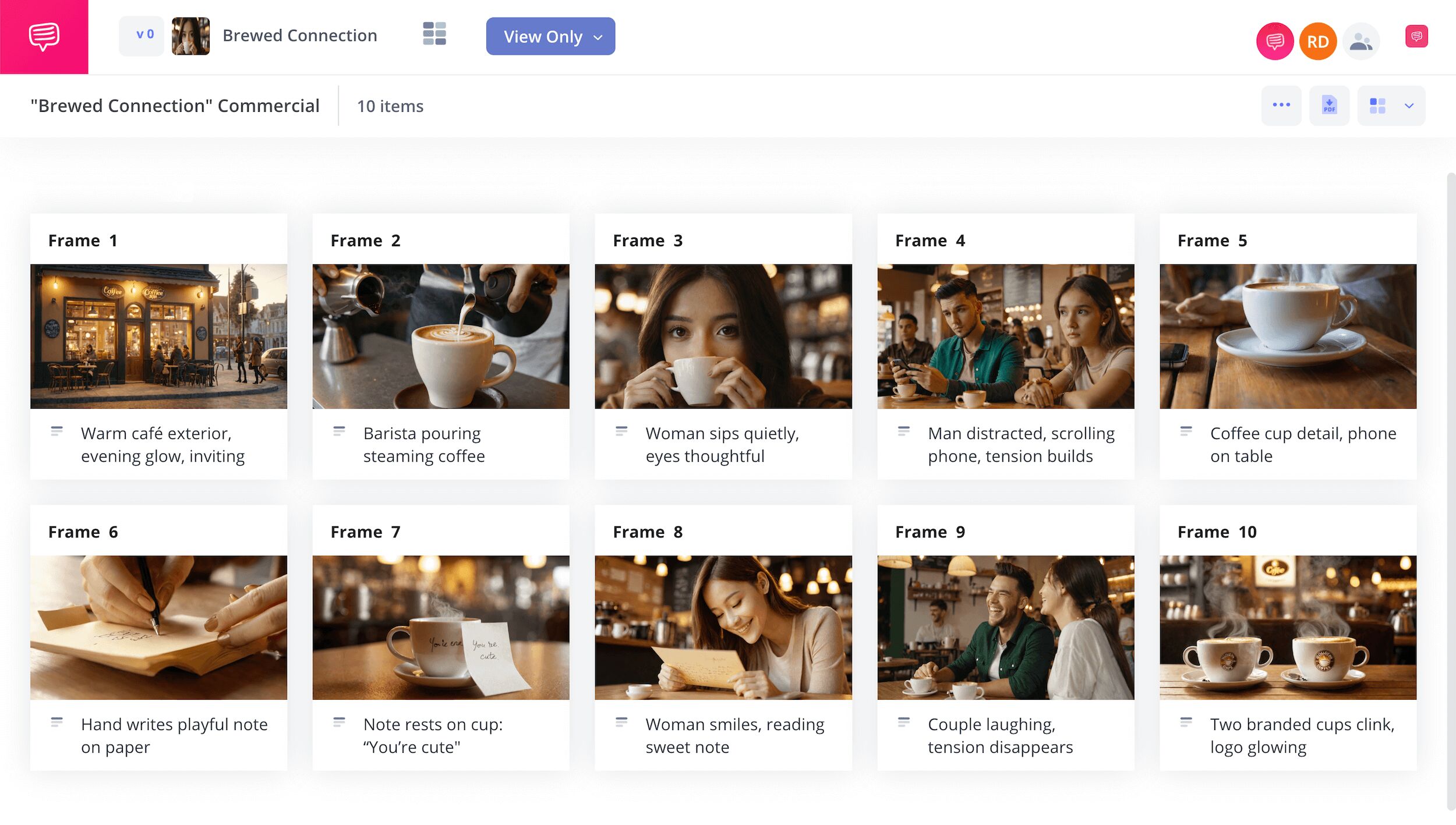 Advert Storyboard Examples Sample TV Commercial Storyboard Brewed Connection StudioBinder