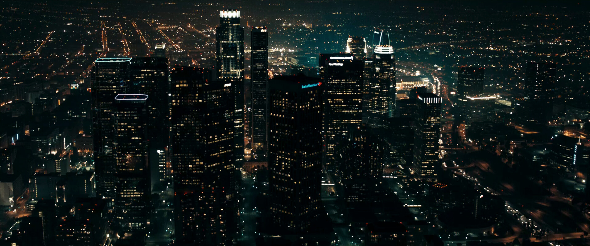 Aerial Shot Example Aerial camera angle of night Los Angeles from Drive