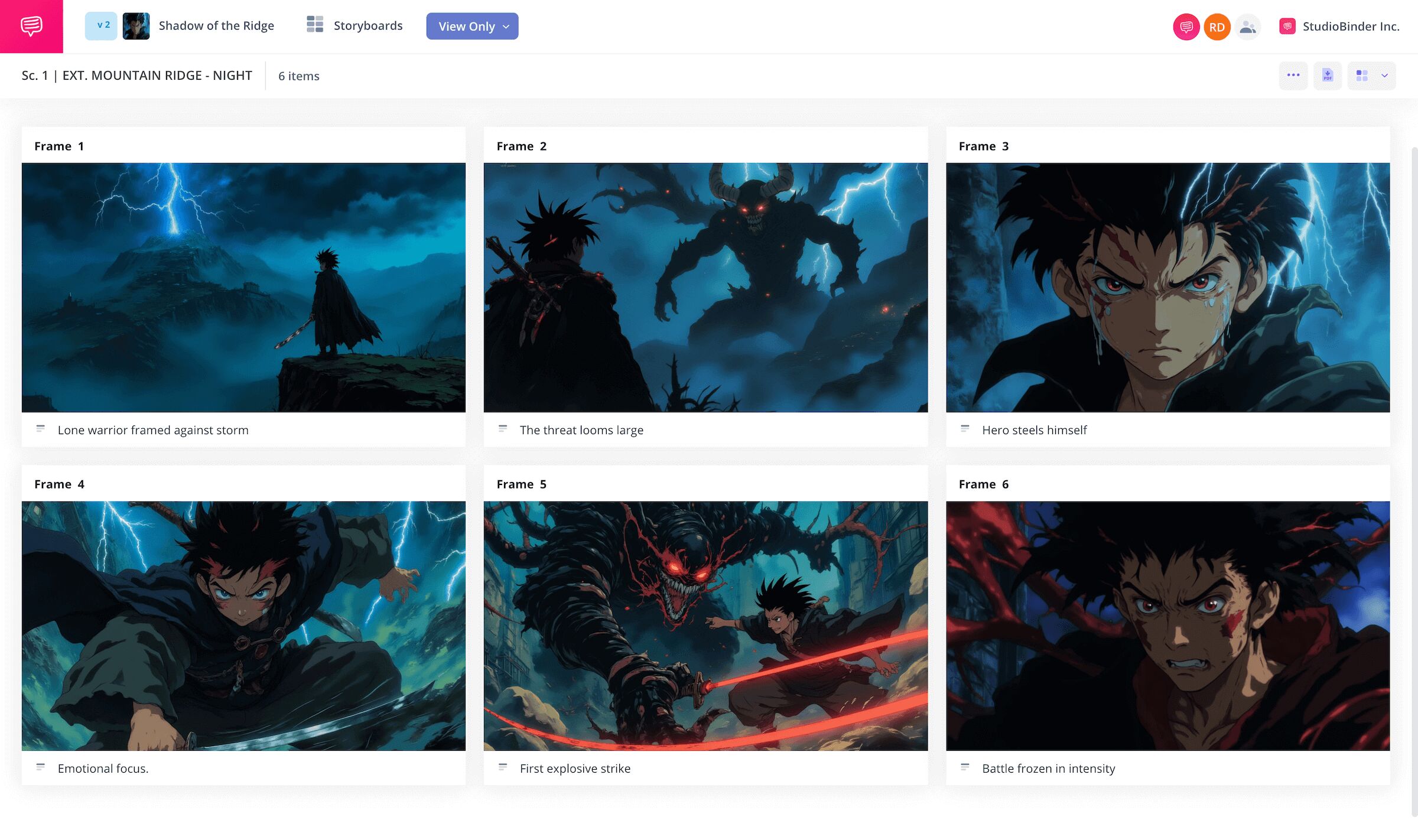 Animation Storyboard Example Fantasy Action Anime Fight Scene Battle in the Alley StudioBinder