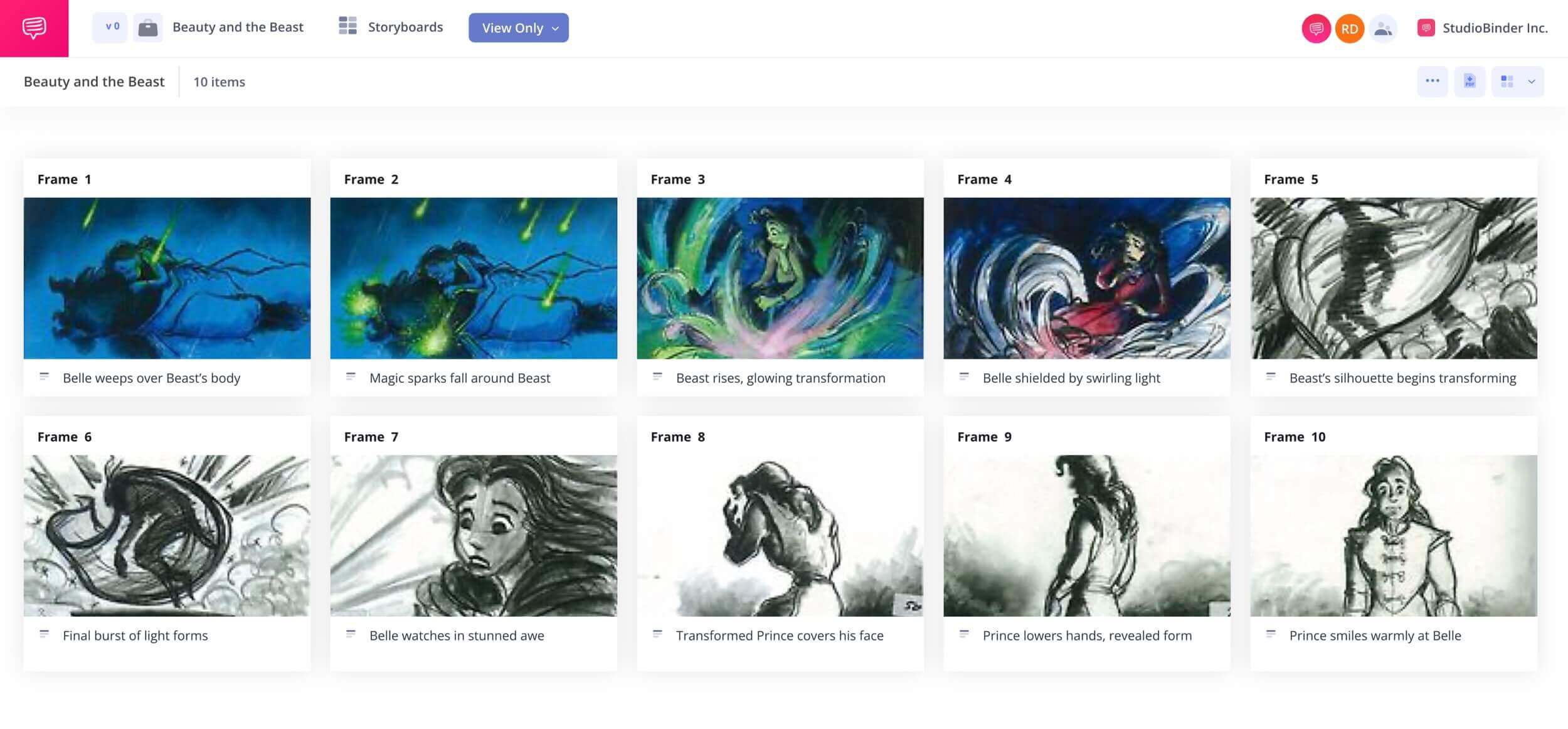 Animation Storyboard Examples Disney Beauty and the Beast Transformation Scene StudioBinder