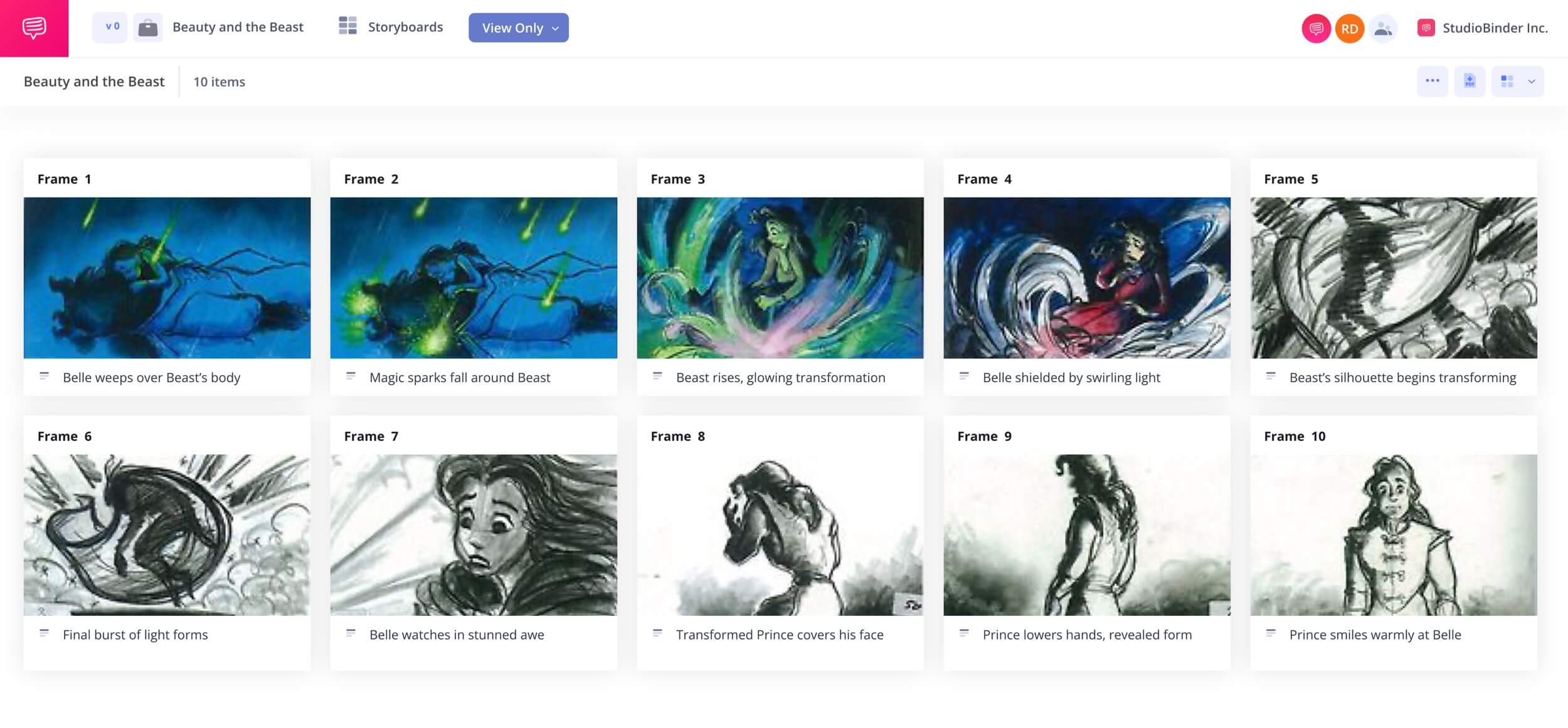 Animation Storyboard Examples Disney Transformation Storyboard Beauty and the Beast StudioBinder