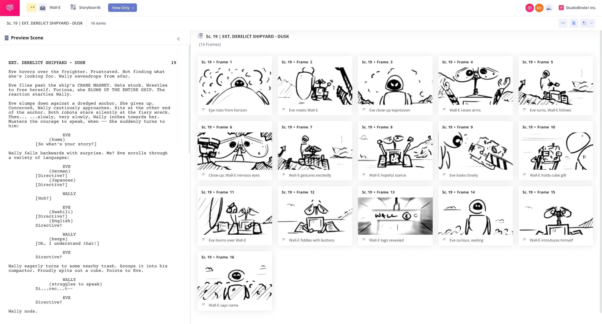 Animation Storyboard Examples Pixar Wall E Storyboard Sample Breakdown StudioBinder