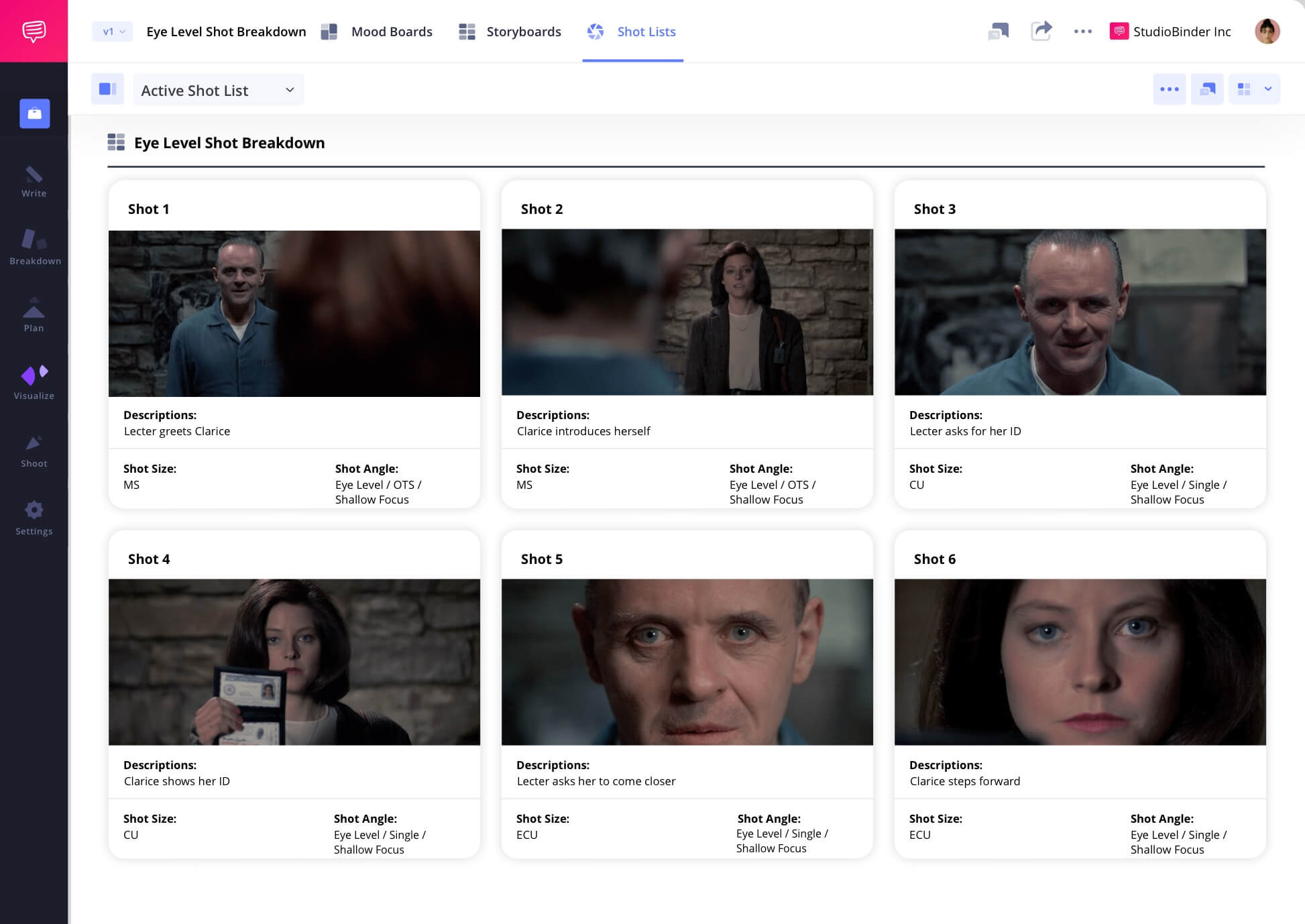 Example of Eye Level Shot in Film Eye Level Shot Meaning in a Camera Shot List Eye Level Angle camera shots scene example from Silence of the Lambs