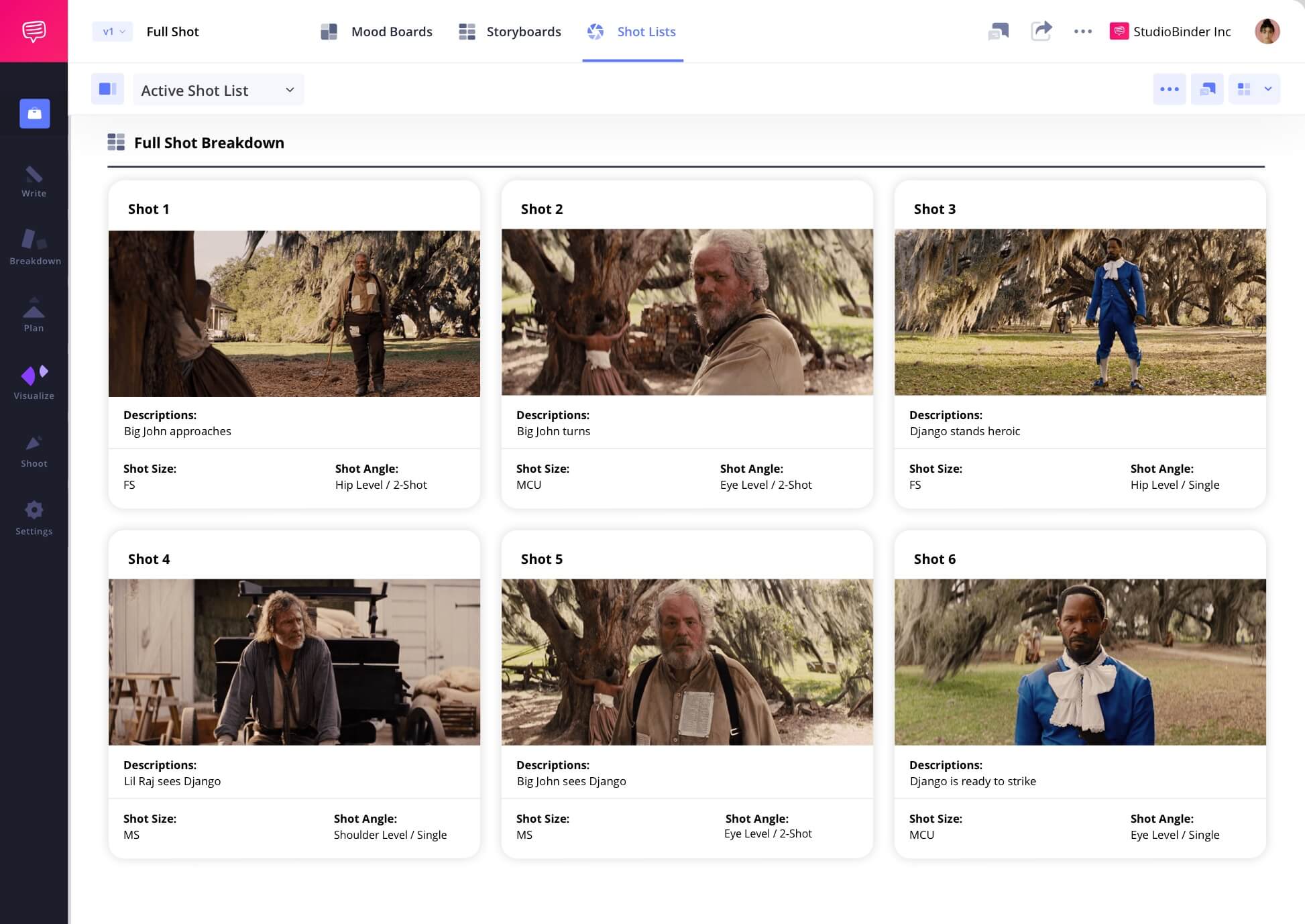 Example of Full Shot in Film FS Shot Definition in a Camera Shot List FS camera shots scene example from Django Unchained