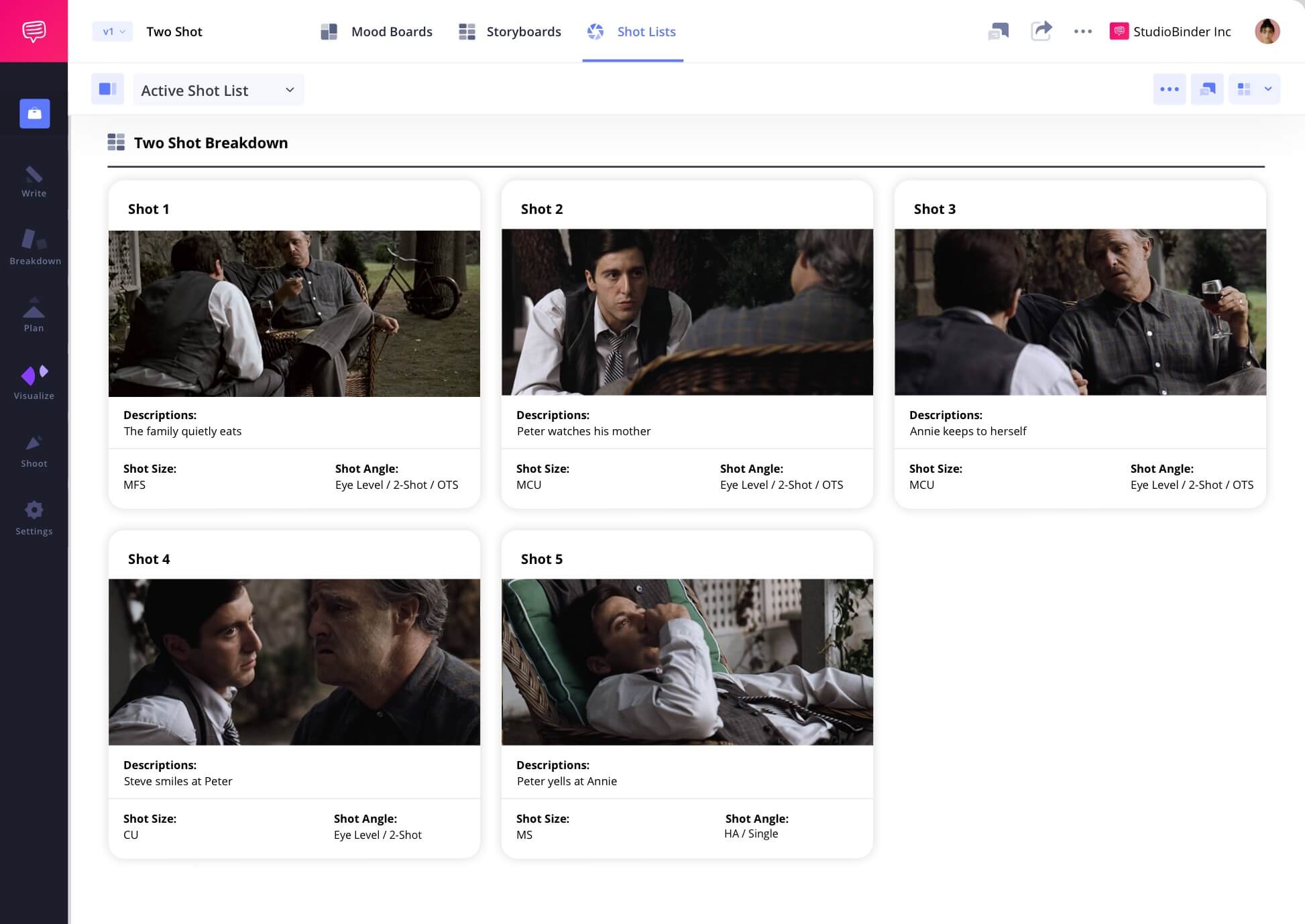 Example of Two Shot in Film Two Shot Meaning in a Camera Shot List Two shot framing camera shot scene example from Godfather