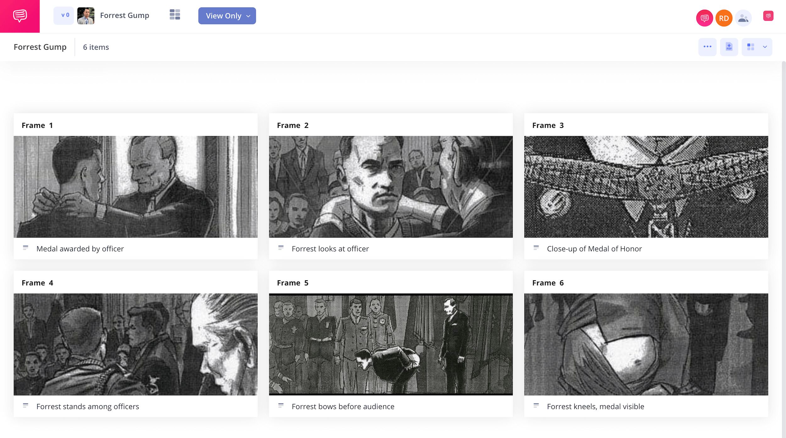 Examples of Movie Storyboards – Forrest Gump Medal Ceremony – StudioBinder