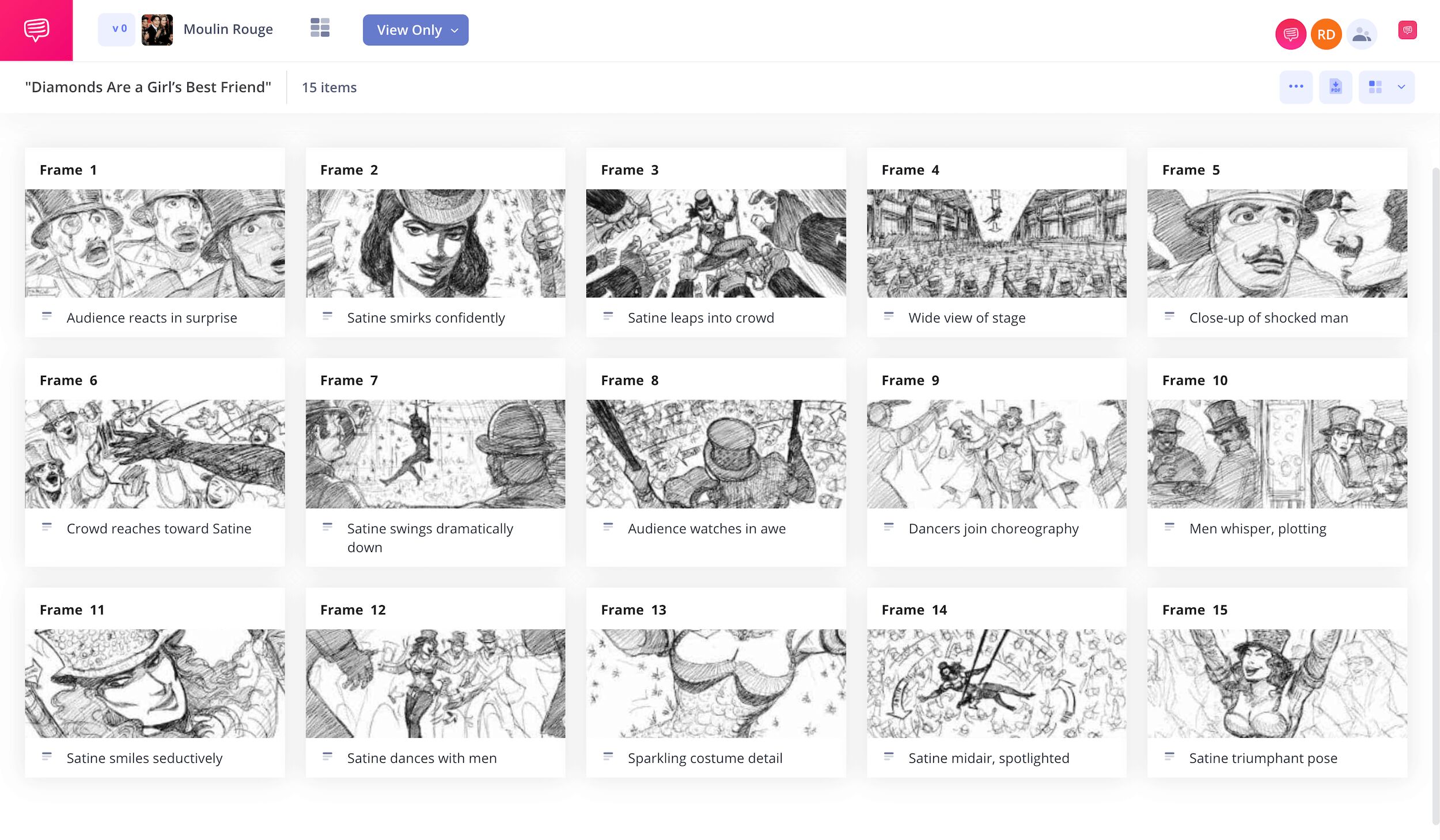 Examples of Movie Storyboards – Moulin Rouge Musical Number – StudioBinder