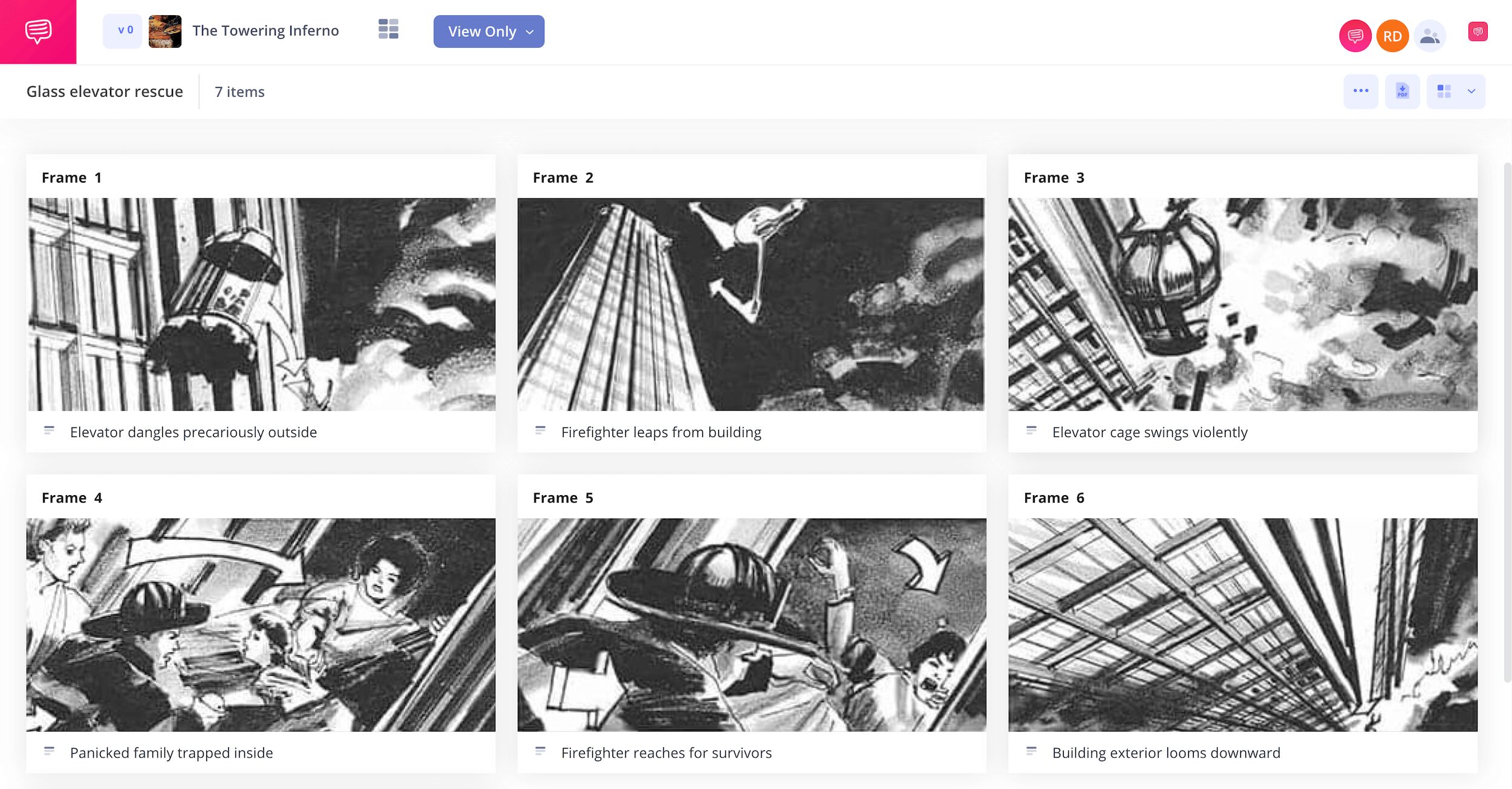 Examples of Movie Storyboards – The Towering Inferno Elevator Rescue – StudioBinder