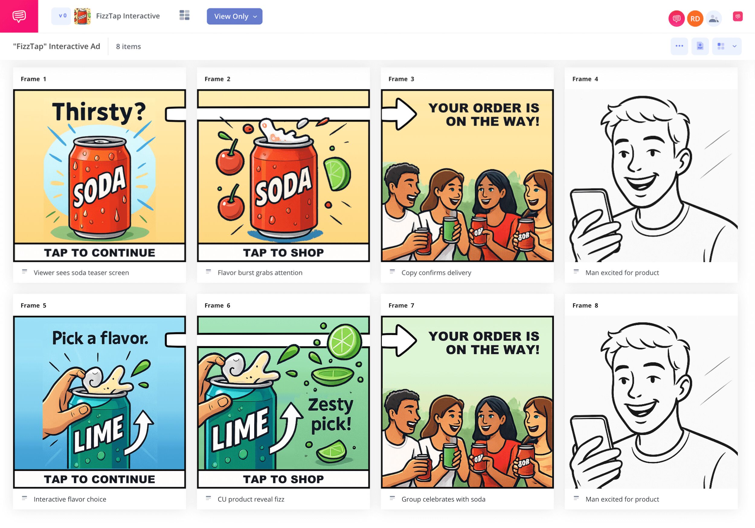 Interactive Storyboard Example Soda Commercial TV Commercial Advertisement StudioBinder