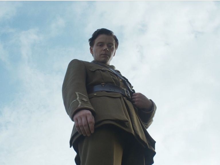 Knee Level Shot Example Featured Knee level camera angle on Jack Lowden from Benediction